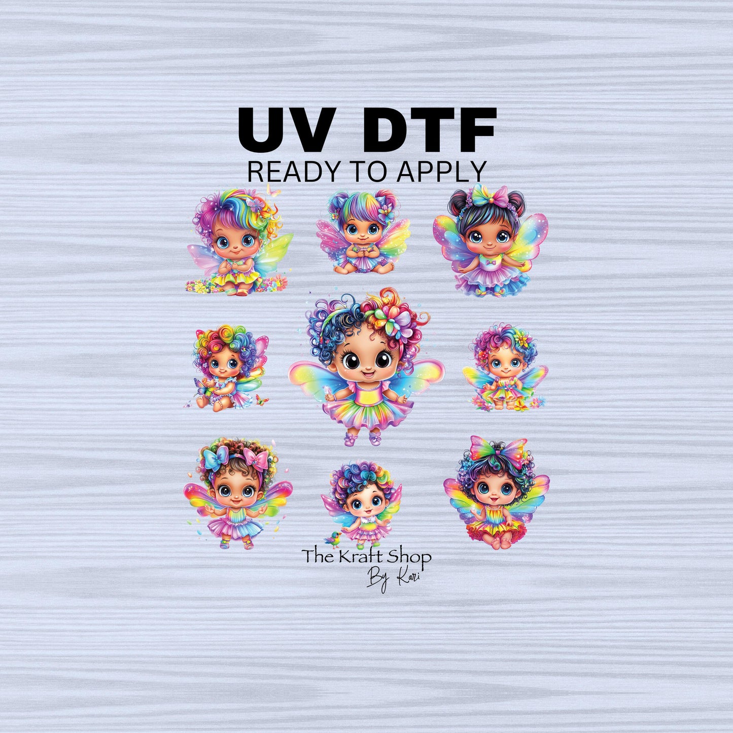 UV DTF Sticker print. Rainbow fairies baby fairy element bundle of decals, tumbler decal. #10204
