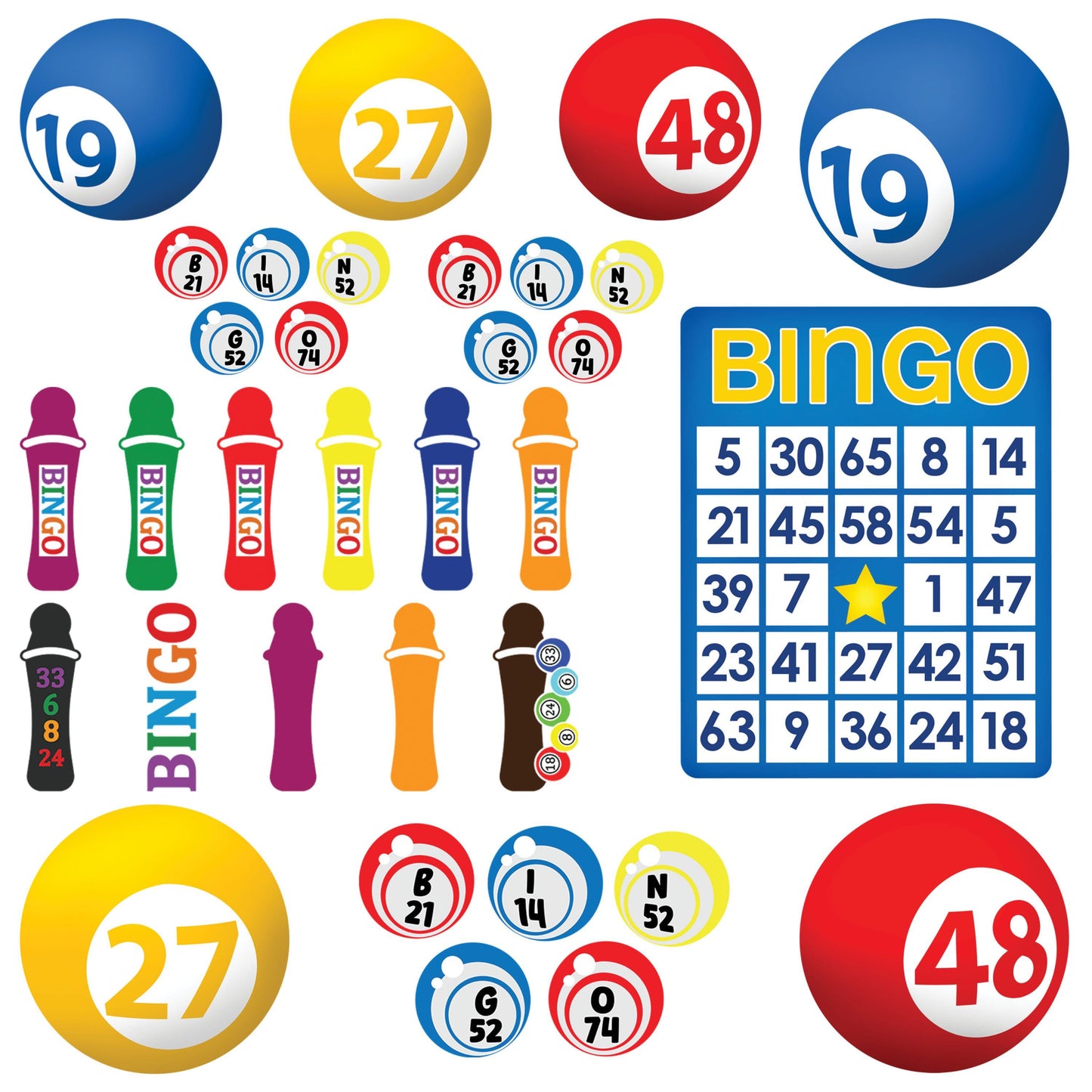 UV DTF Sticker print. Bingo card, dabber and balls element bundle of decals, tumbler decal. #10210