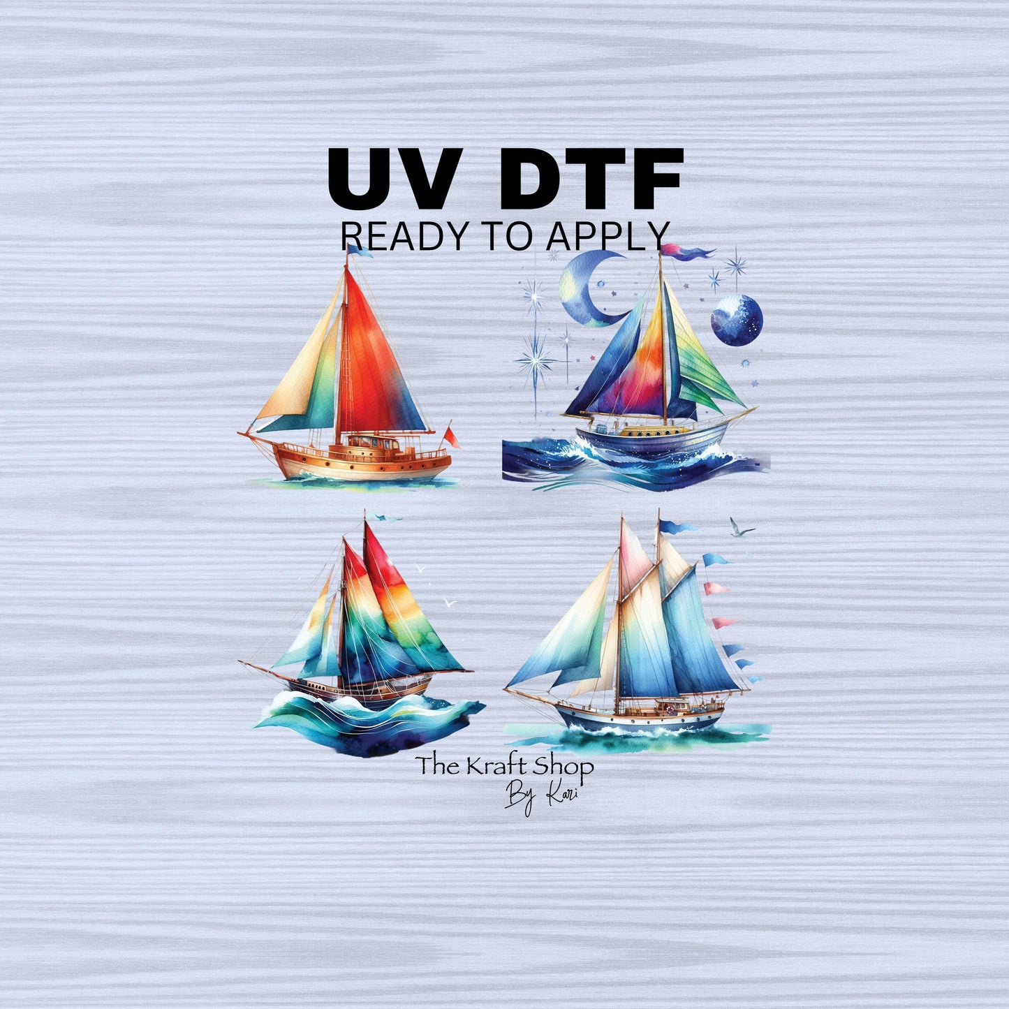 UV DTF Sticker print. Sailboat nautical bundle of decals, tumbler decal. #10215