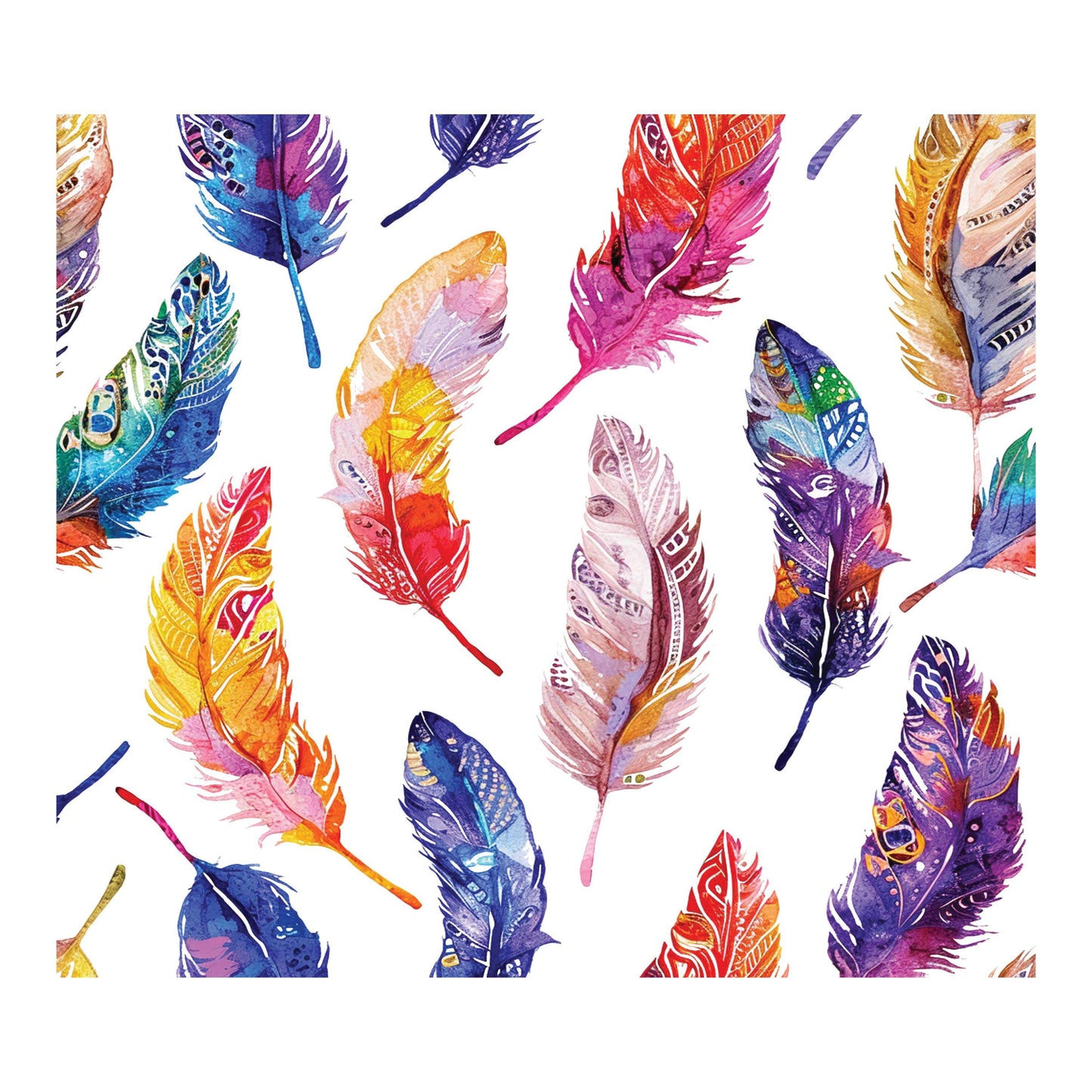 UV DTF Sticker print. Feather wrap rainbow colors seamless wrap decals, tumbler decal. #10216