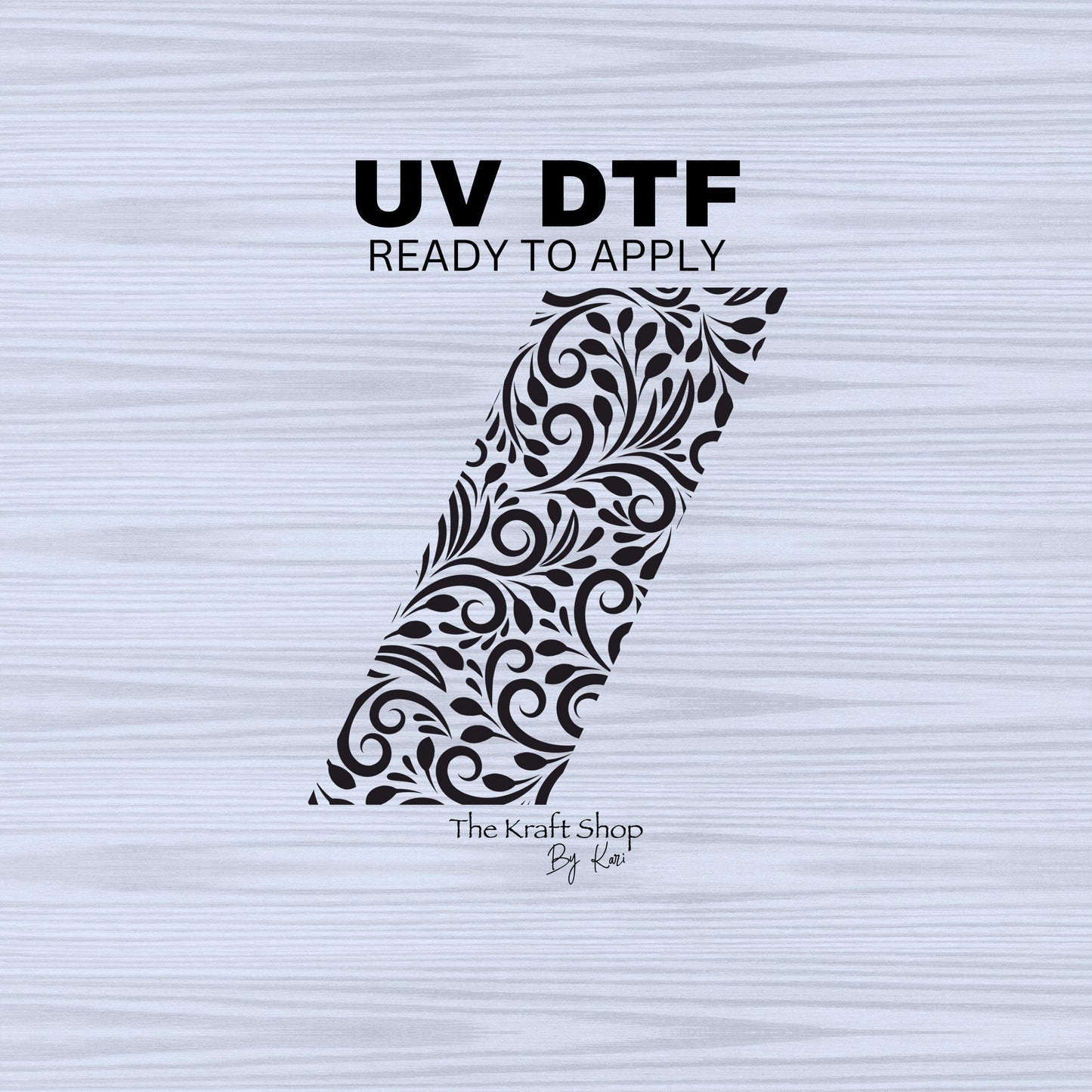 UV DTF Sticker print. Swirly tooled leather diagonal helper tumbler decal. #5267