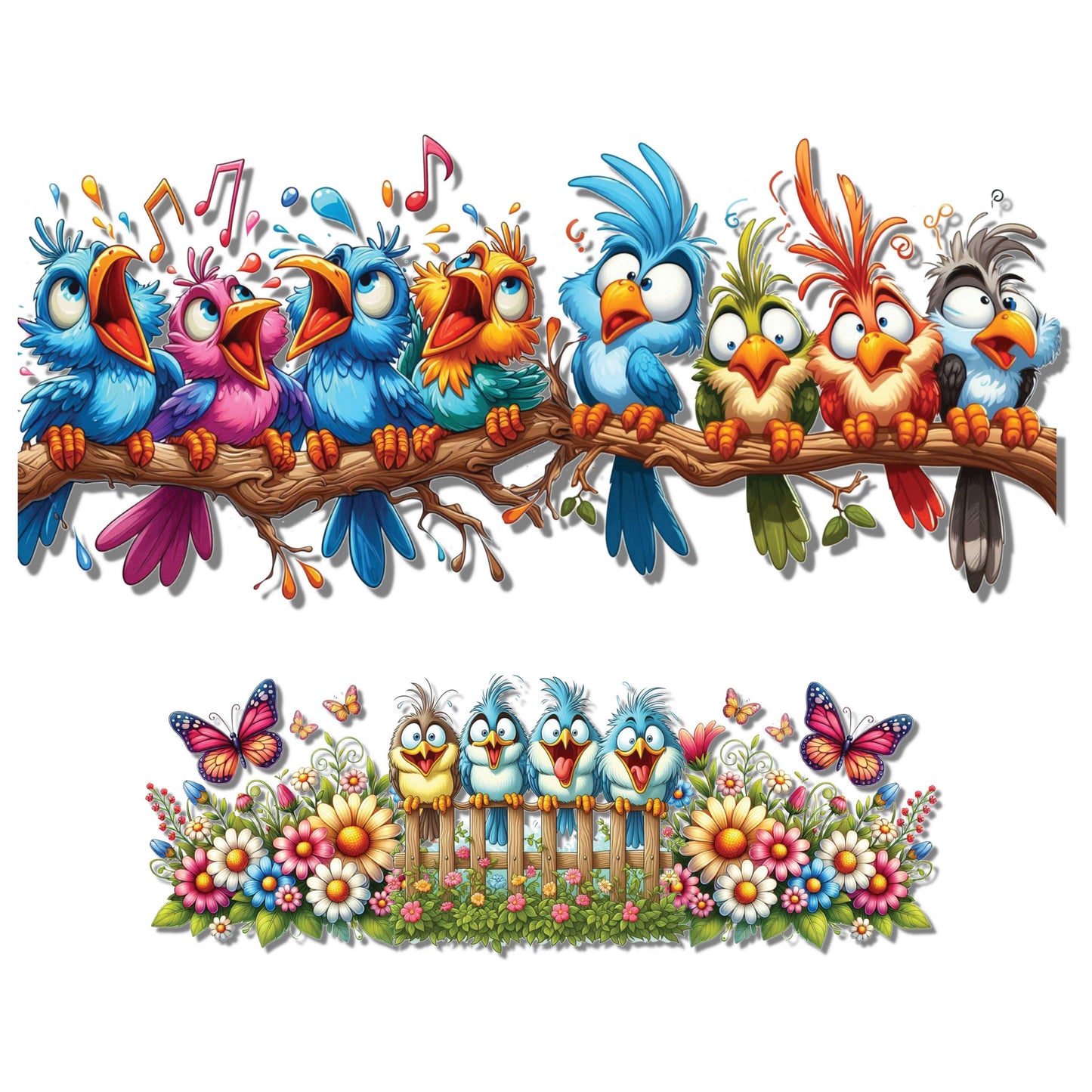 UV DTF 40 oz ready to apply Birds on a branch cute animals wrap decal , quencher tumbler decal, permanent sticker. #3127