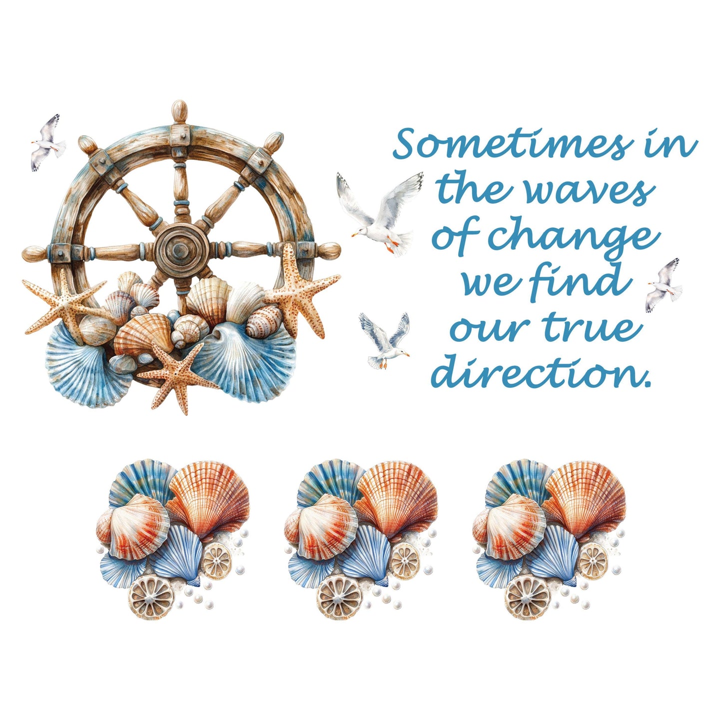 UV DTF 40 oz ready to apply Sometimes in the waves of change motivational wrap bottom decal , quencher tumbler decal, permanent sticker#3133