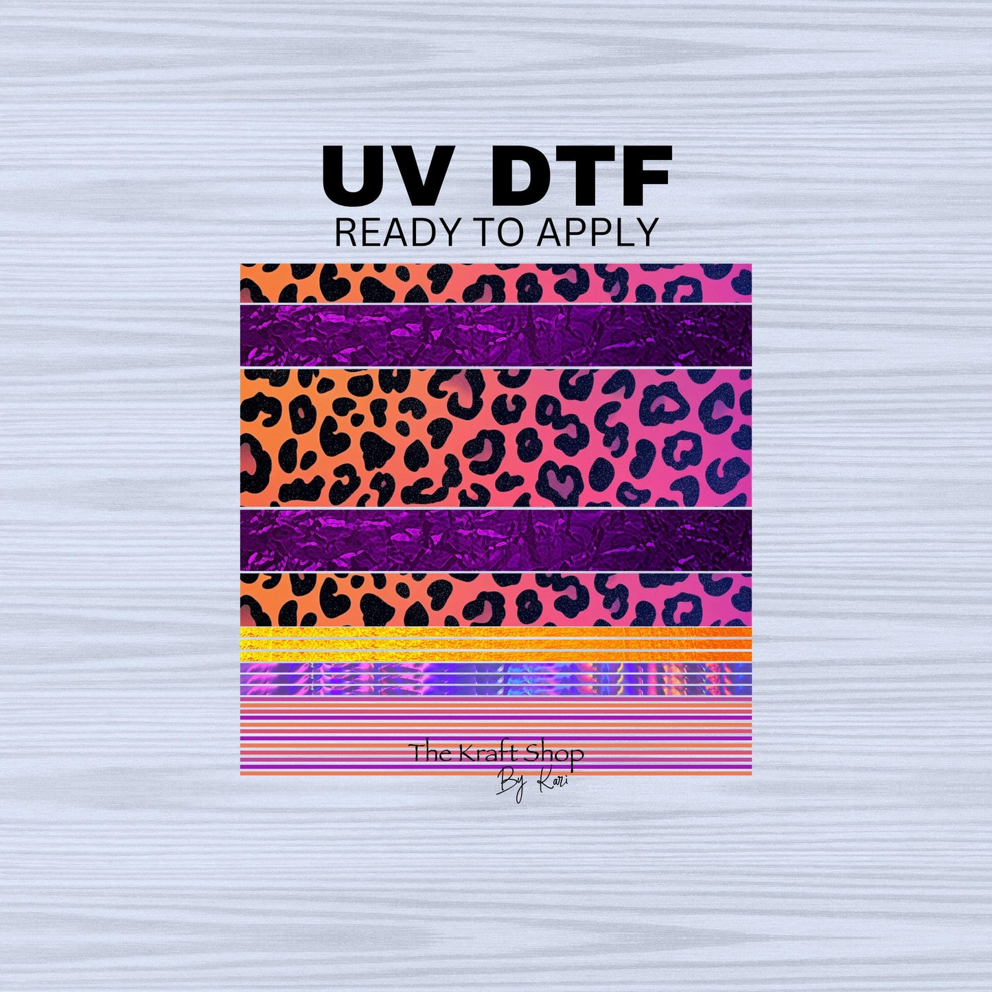 UV DTF Sticker prints. Neon cheetah bands with pin stripes element sheet bundle decal, permanent sticker. #10223