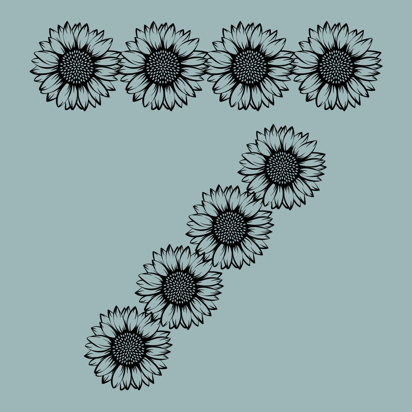 UV DTF Sticker print. Sunflower black outline diagonal or straight wrap decals, tumbler decal. #1059