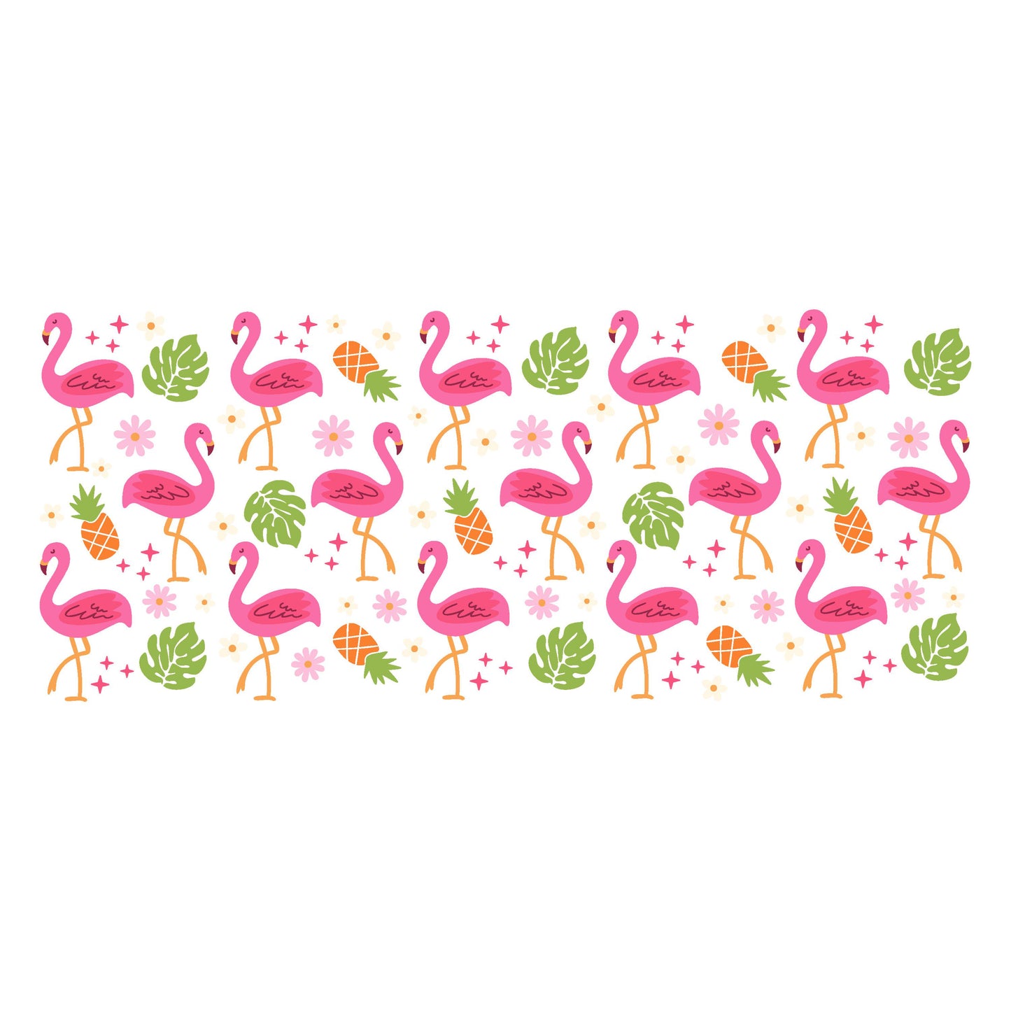 UV DTF Sticker print Flamingo monstera leaves pineapple daisy wrap decal, tumbler decal. UV wrap for glass can #5295