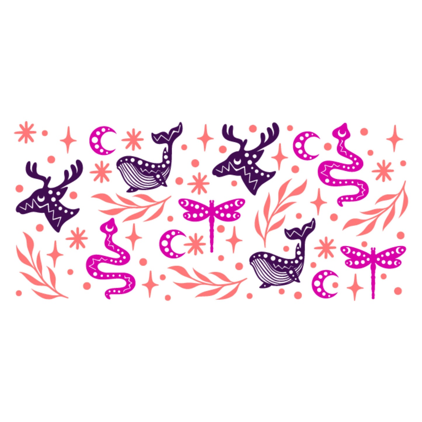 UV DTF Sticker print Deer celestial dragonfly whale wrap decal, tumbler decal. UV wrap for glass can #5297