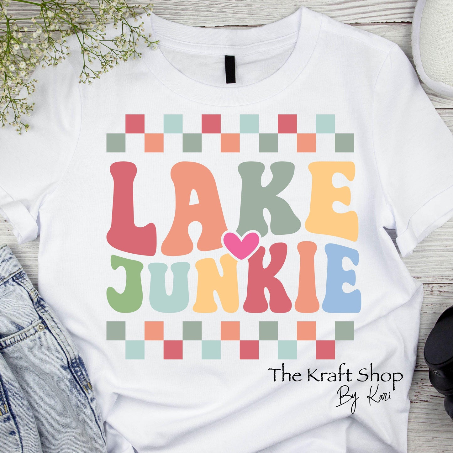 DTF ready to press transfer. Lake Junkie retro colors transfer, DTF Print#11404