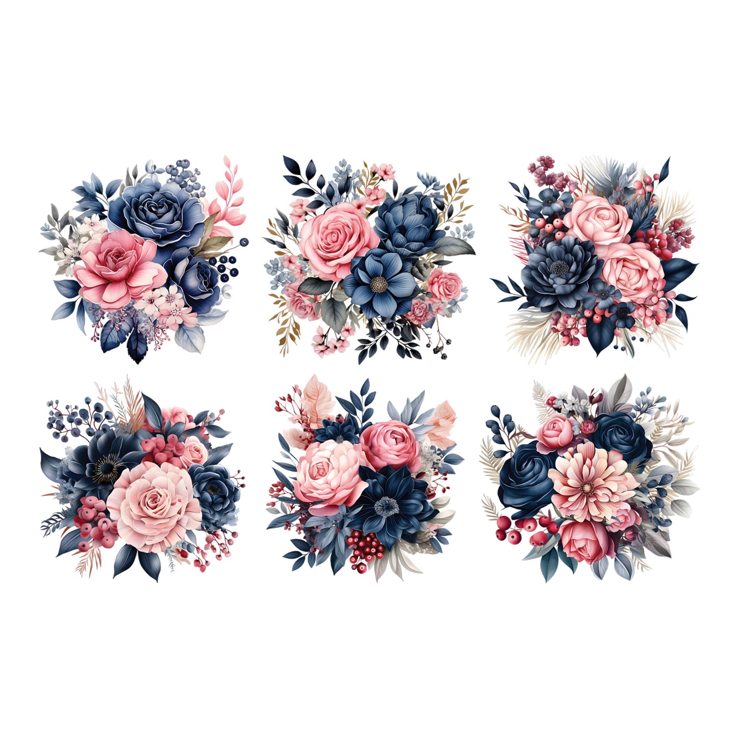 UV DTF Sticker prints. Pink blue flower element sheet bundle decal, permanent sticker. UV wrap for tumbler. #10241