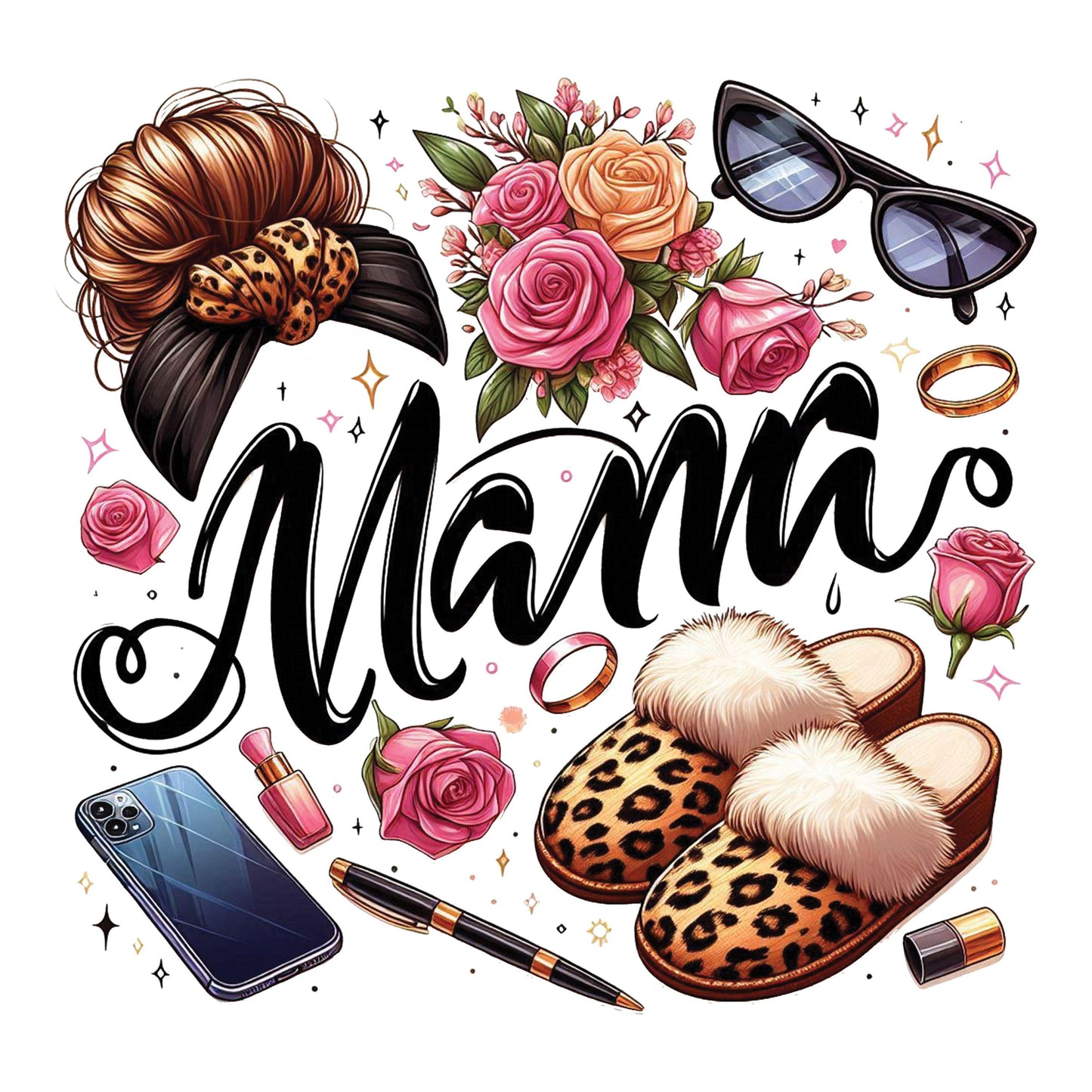 UV DTF Sticker print. Mama bougie elements wrap or decals, tumbler decal, permanent sticker. #4453