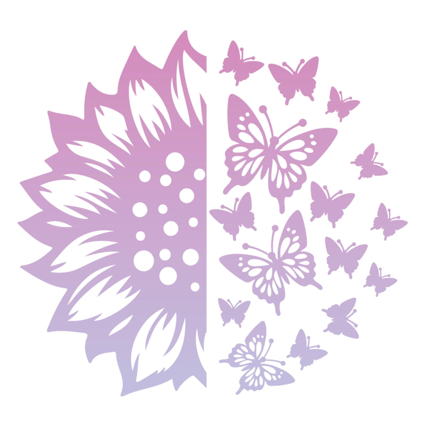UV DTF Sticker print. Ombre pink purple butterfly sunflower decal, tumbler decal, permanent sticker. #4454