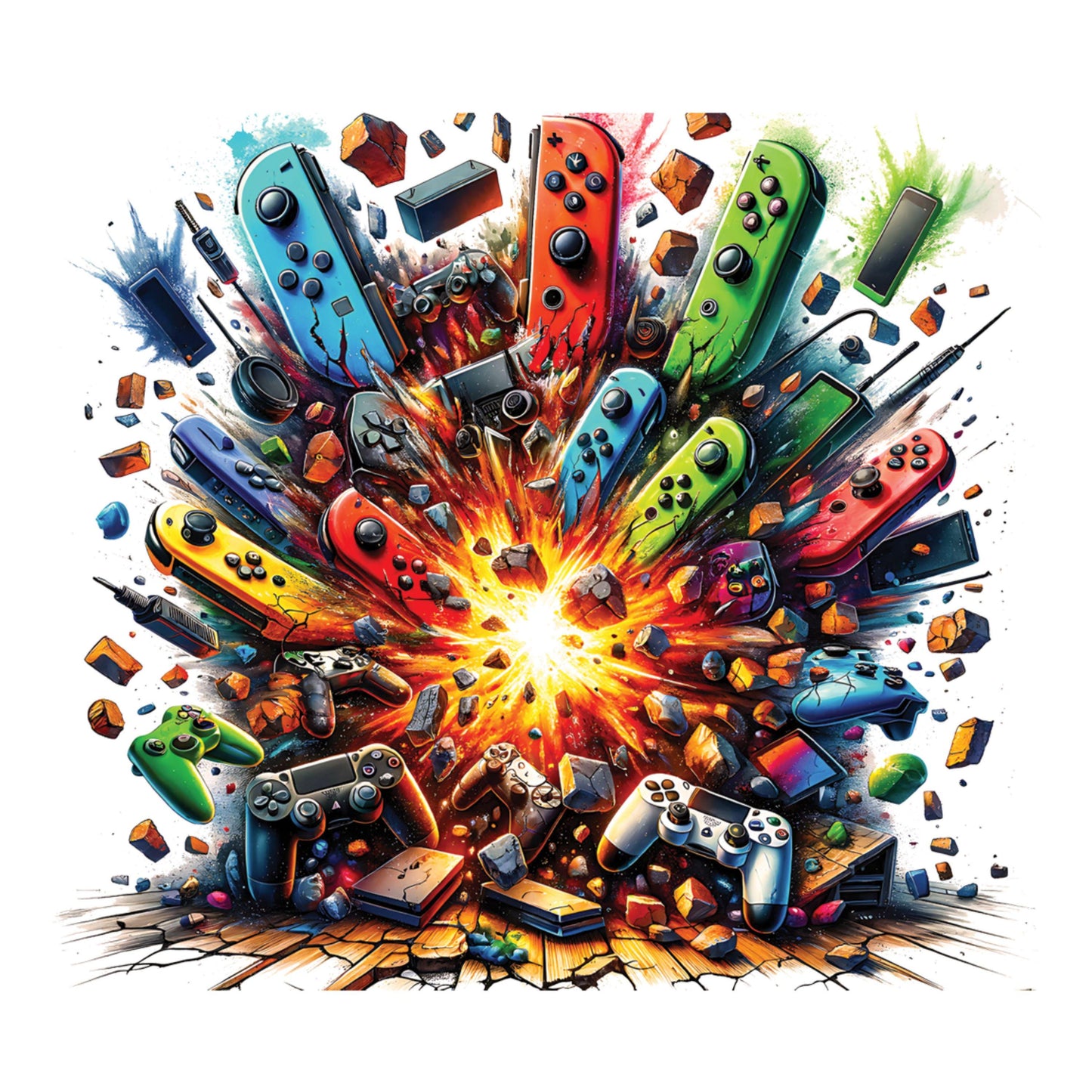 UV DTF Sticker print. Game controller cracked gamer decal, tumbler decal, permanent sticker. #10241