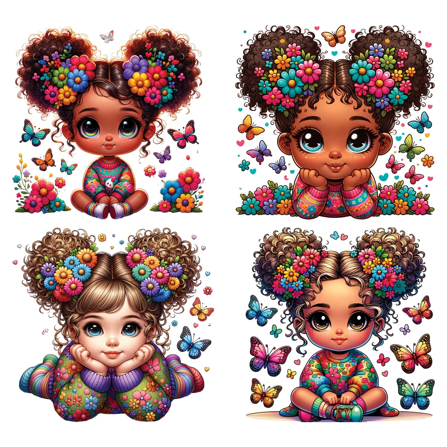 UV DTF Sticker prints. Butterfly girls bundle of 4 decal, permanent sticker. #10225