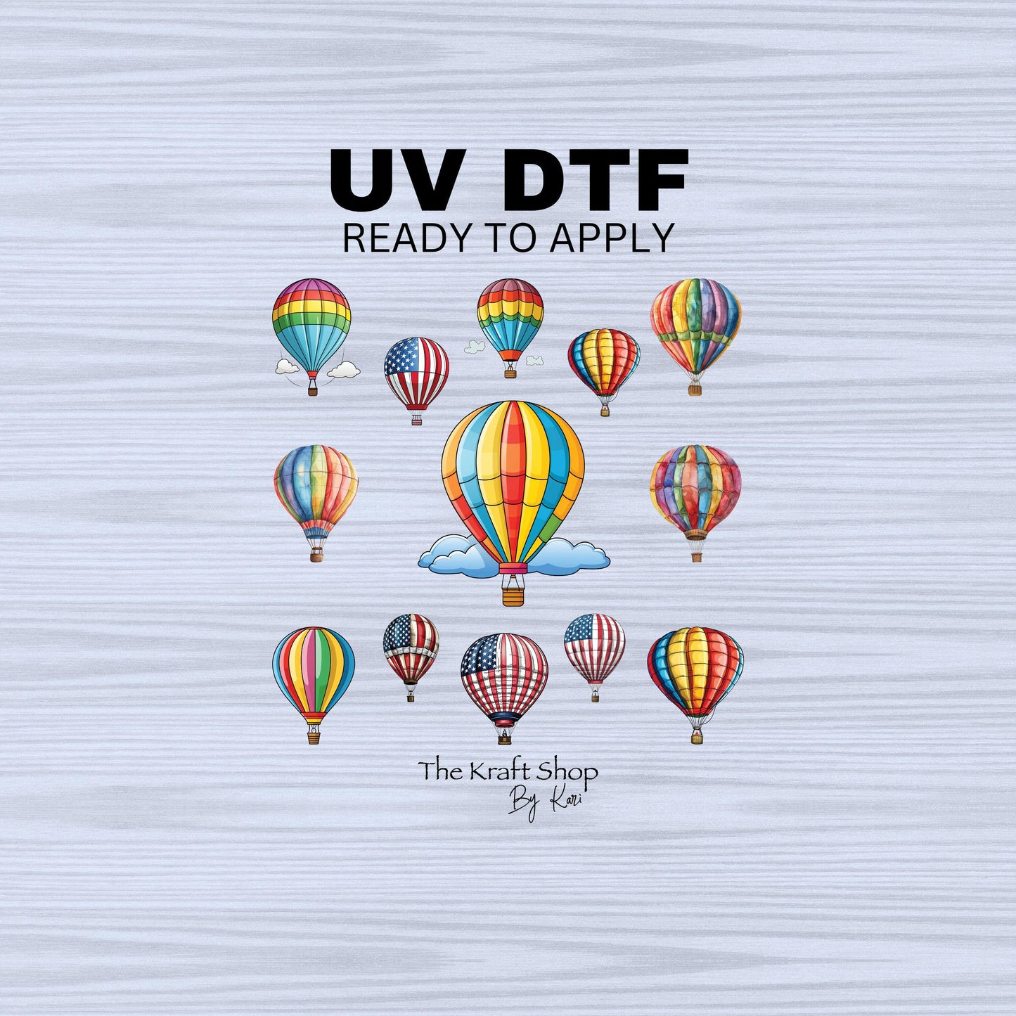 UV DTF Sticker prints. Hot air balloons element sheet bundle decal, permanent sticker. #10227