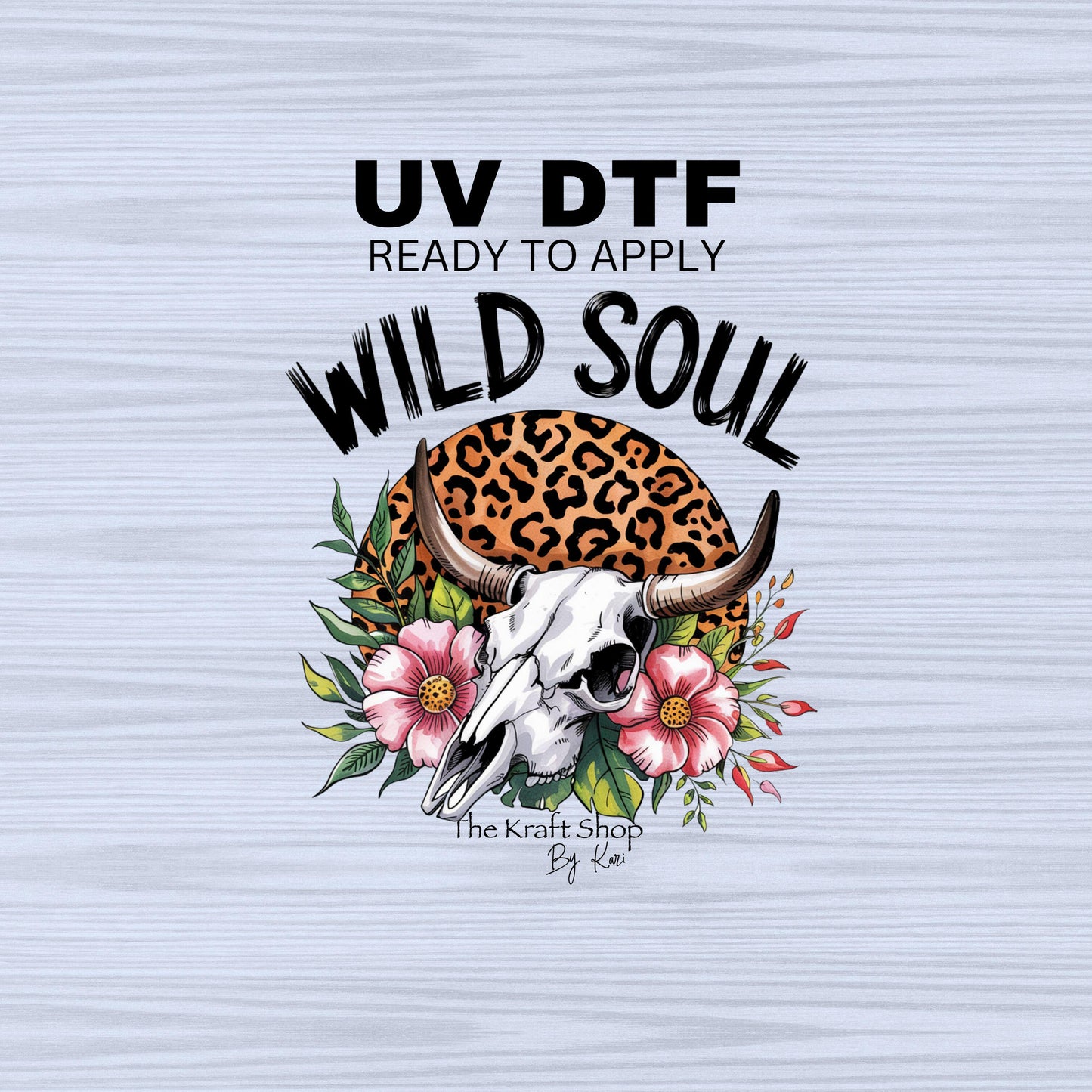 UV DTF Sticker print. Wild soul skull flowers and cheetah leopard print decal, tumbler decal, permanent sticker. #4438