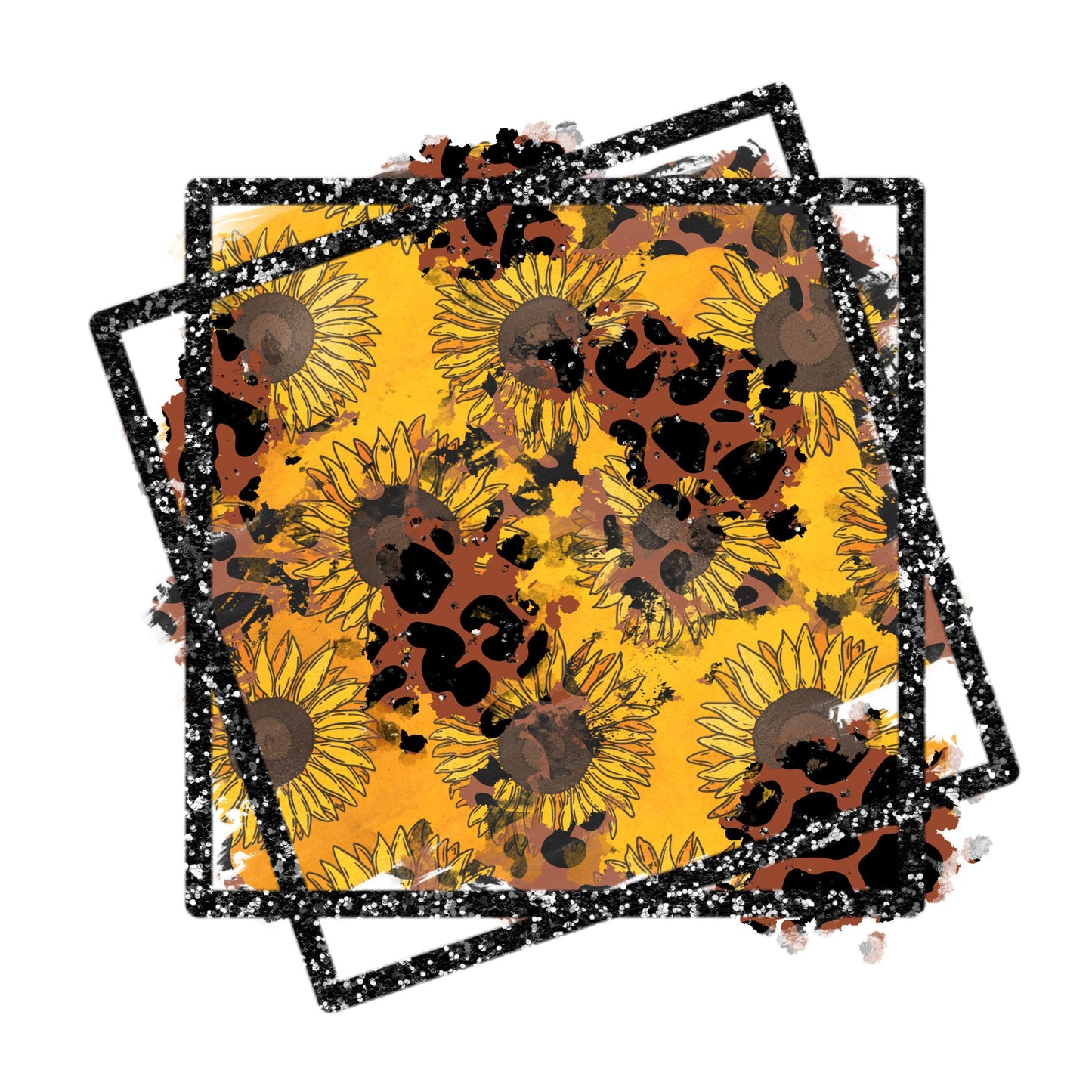 UV DTF Sticker print. Cheetah sunflower frame decal, tumbler decal, permanent sticker. #4444