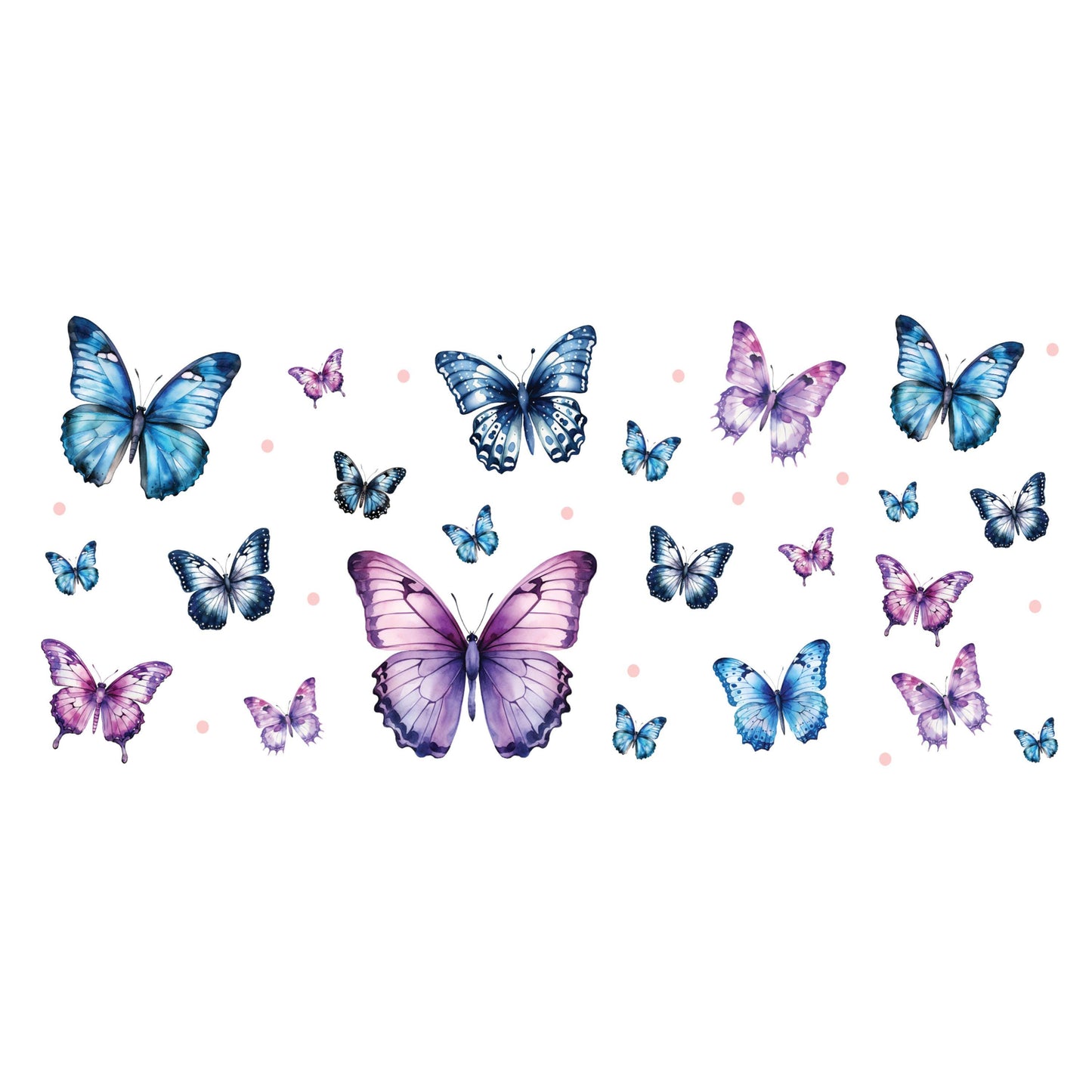 UV DTF Sticker print. Butterflies can wrap pink, purple and blue colors decal, tumbler decal,UV wrap for glass can tumbler#5280