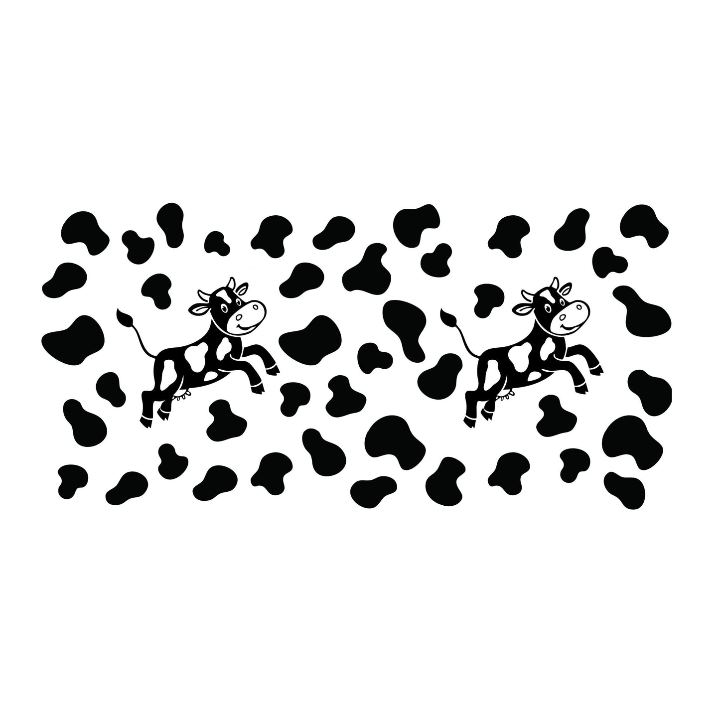 UV DTF Sticker print. Jumping cow can wrap with black cow spots wrap decal, tumbler decal,UV wrap for glass can tumbler#5282