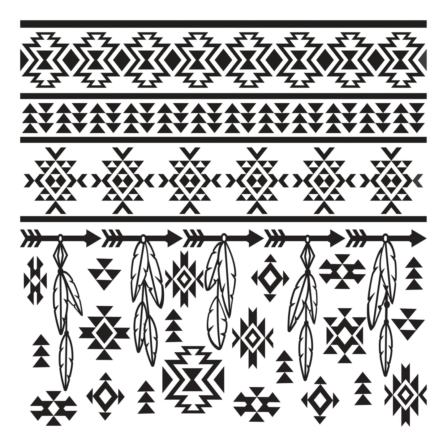 UV DTF Sticker print. Aztek elements all black decals, tumbler decal, permanent sticker. #10235