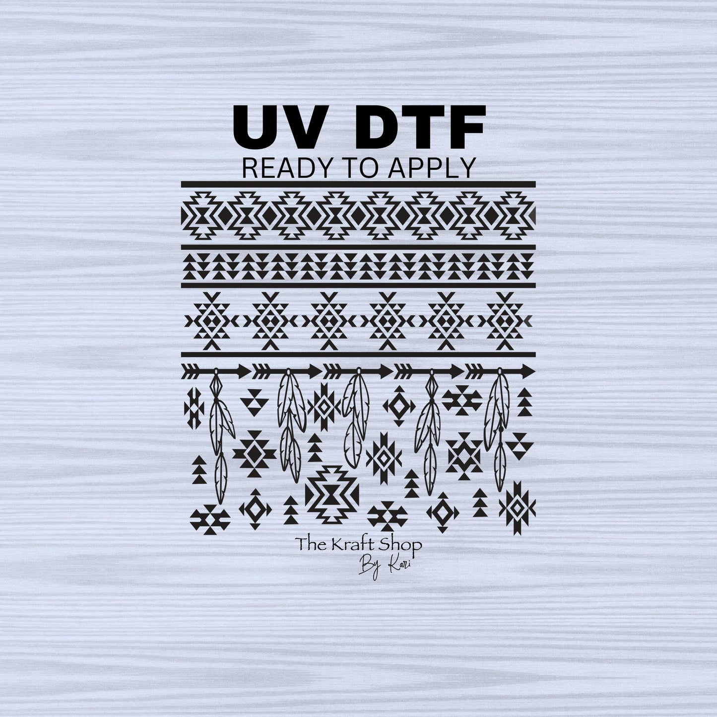 UV DTF Sticker print. Aztek elements all black decals, tumbler decal, permanent sticker. #10235