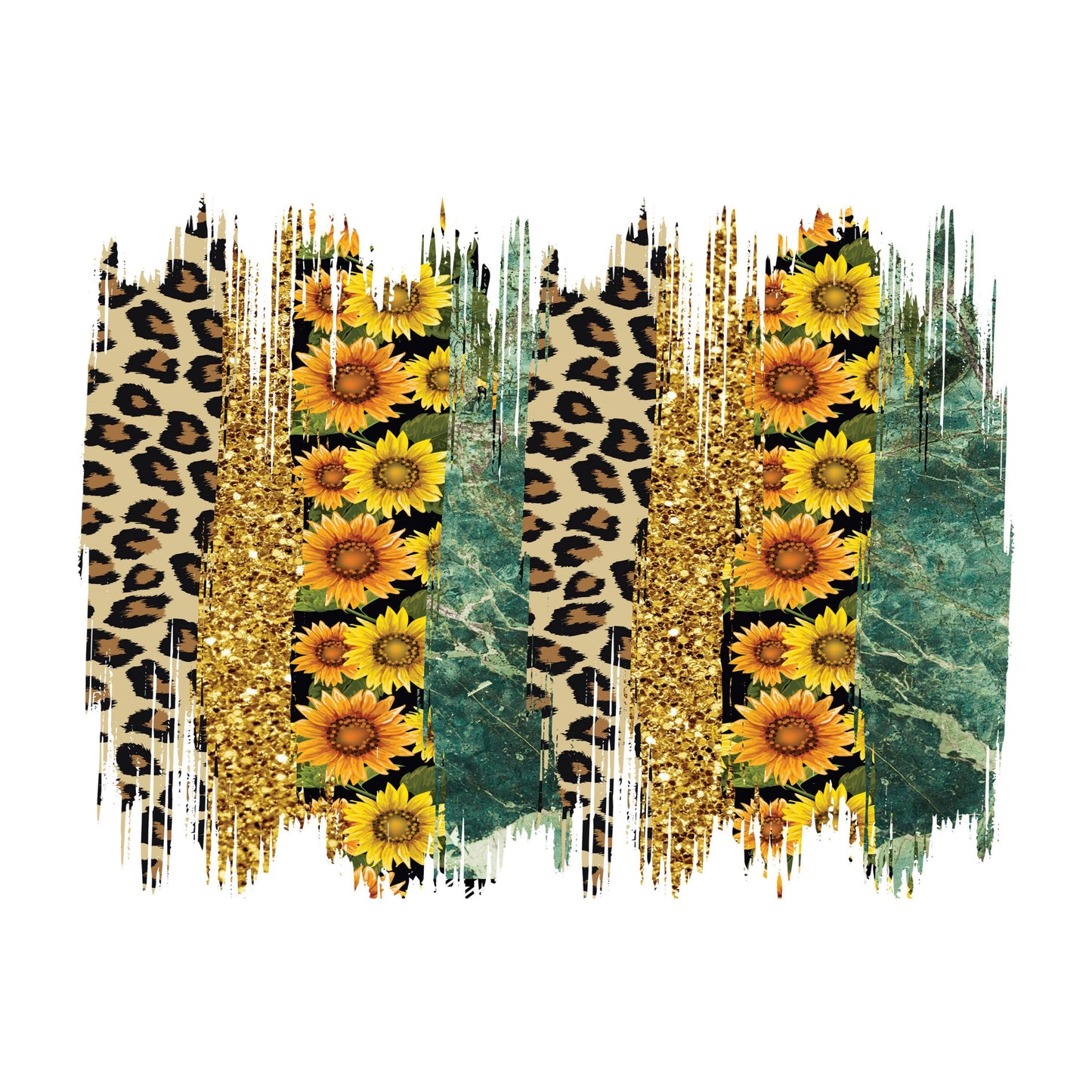 UV DTF Sticker print. Sunflower cheetah paint swipe brush stroke wrap decal, tumbler decal,UV wrap for glass can tumbler#5287