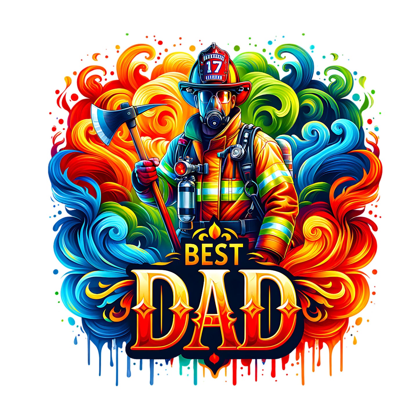 UV DTF Sticker print. Firefighter Best Dad fireman decal, tumbler decal, permanent sticker. UV wrap for glass can tumbler. #4445