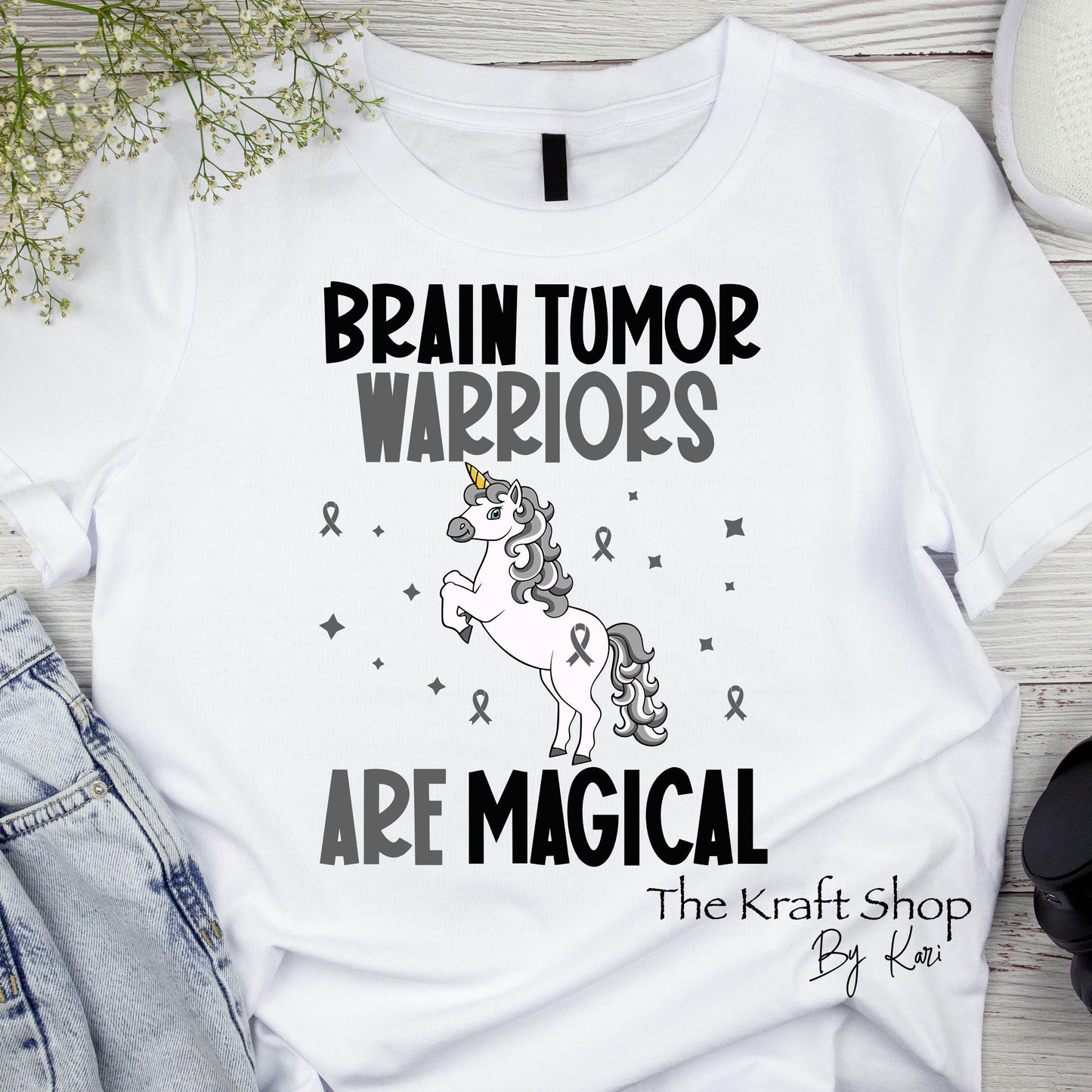 DTF ready to press transfer. Brain tumor warriors are magical unicorn. Direct to film heat press transfer. DTF Print, Heat Transfer#11411