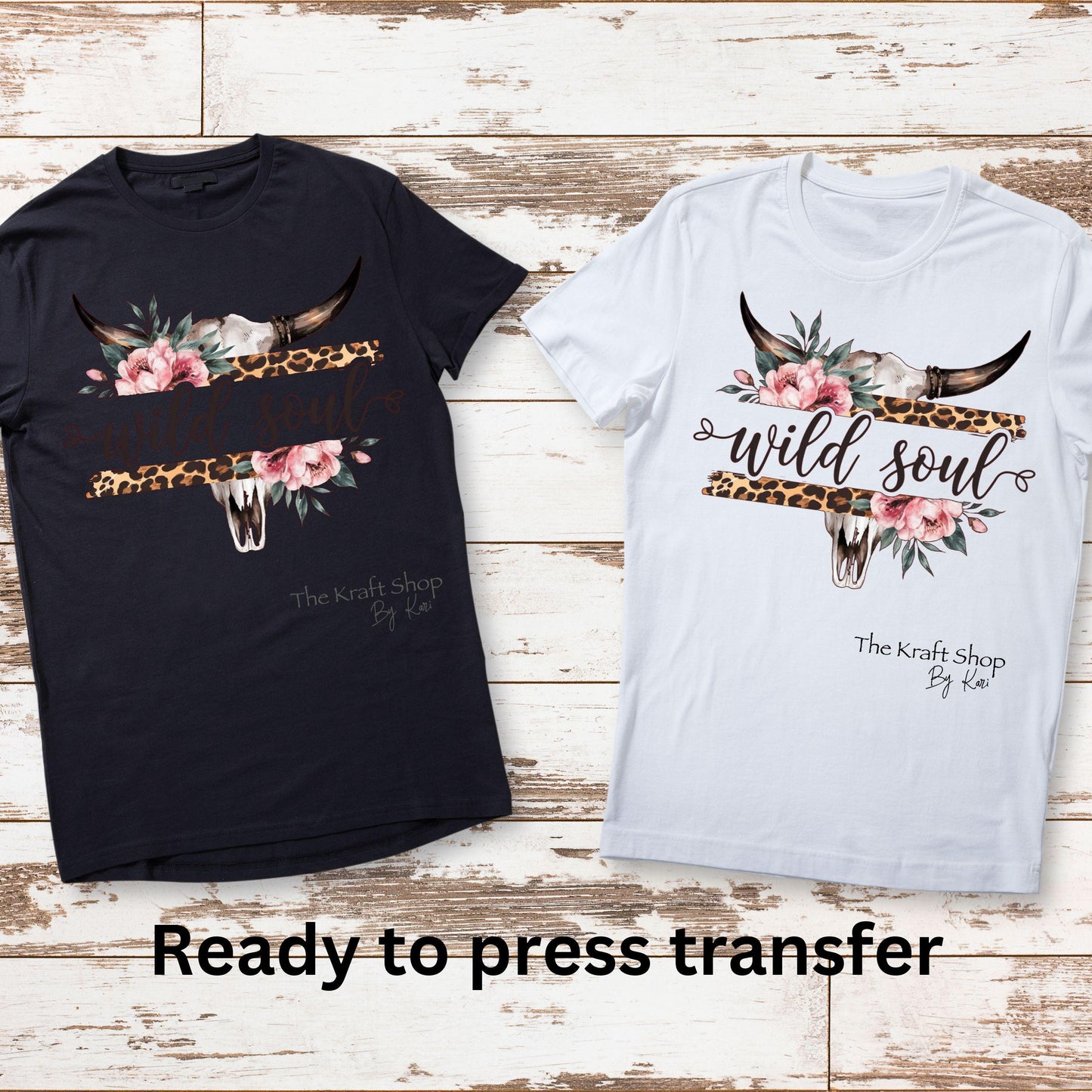 DTF ready to press transfer. Wild soul bull skull with pink flowers. Direct to film heat press transfer. DTF Print, Heat Transfer#11414