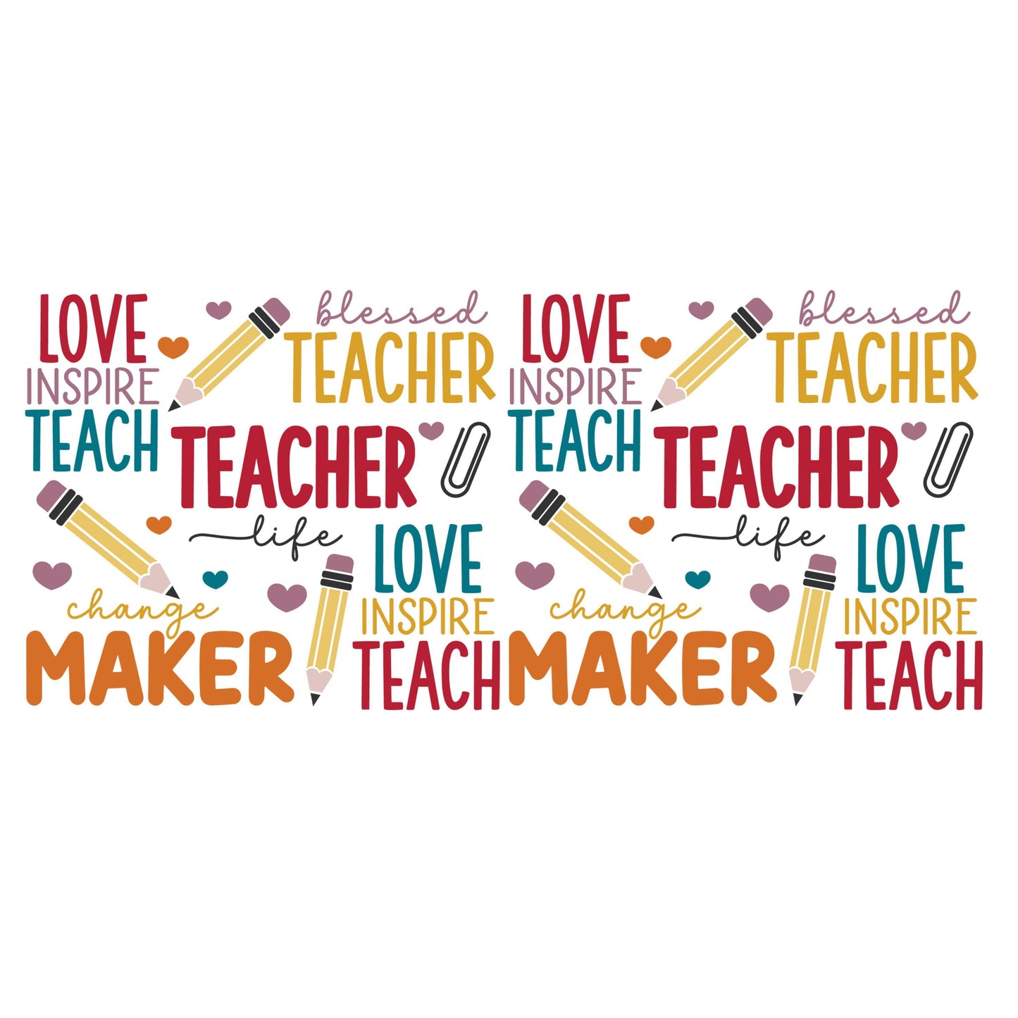 UV DTF Sticker print. Love Inspire Teach teacher wrap decals tumbler decal. Glass can wrap. #5310