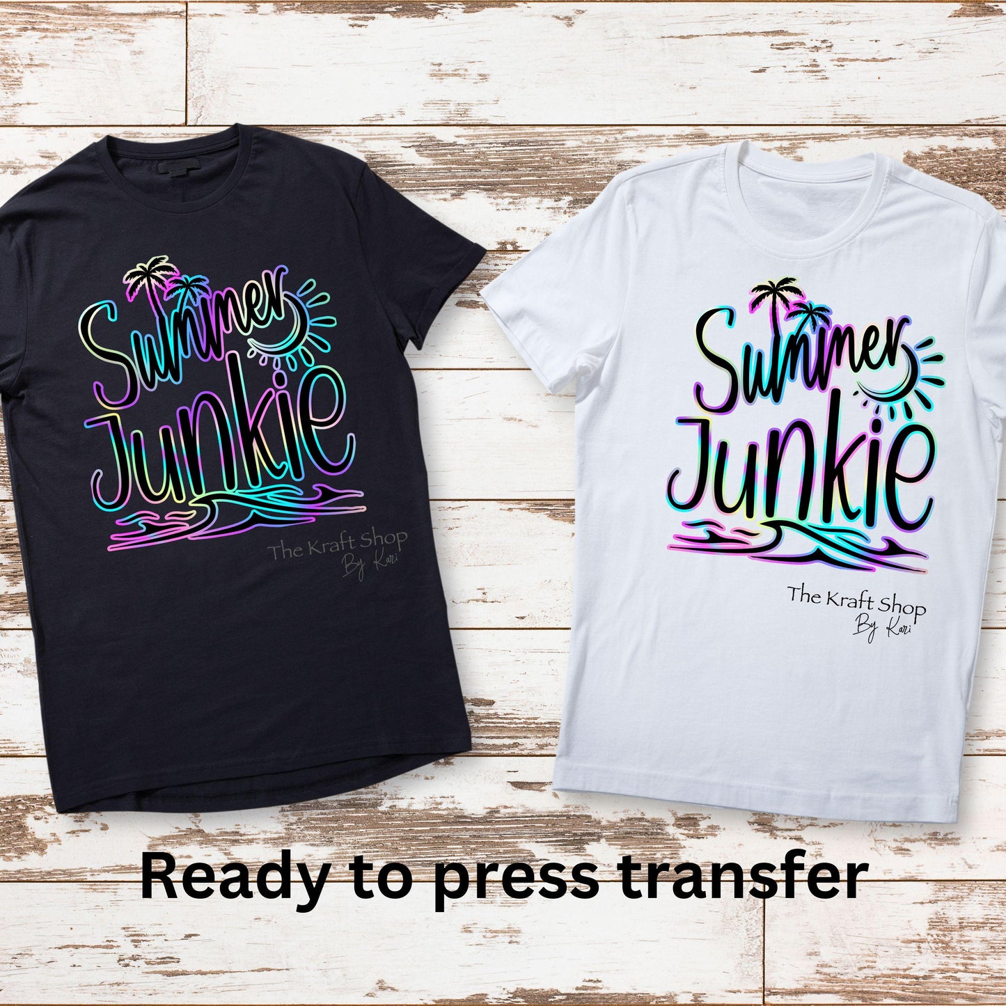 DTF ready to press transfer Summer junkie neon colors shirt transfer, DTF Print#11434