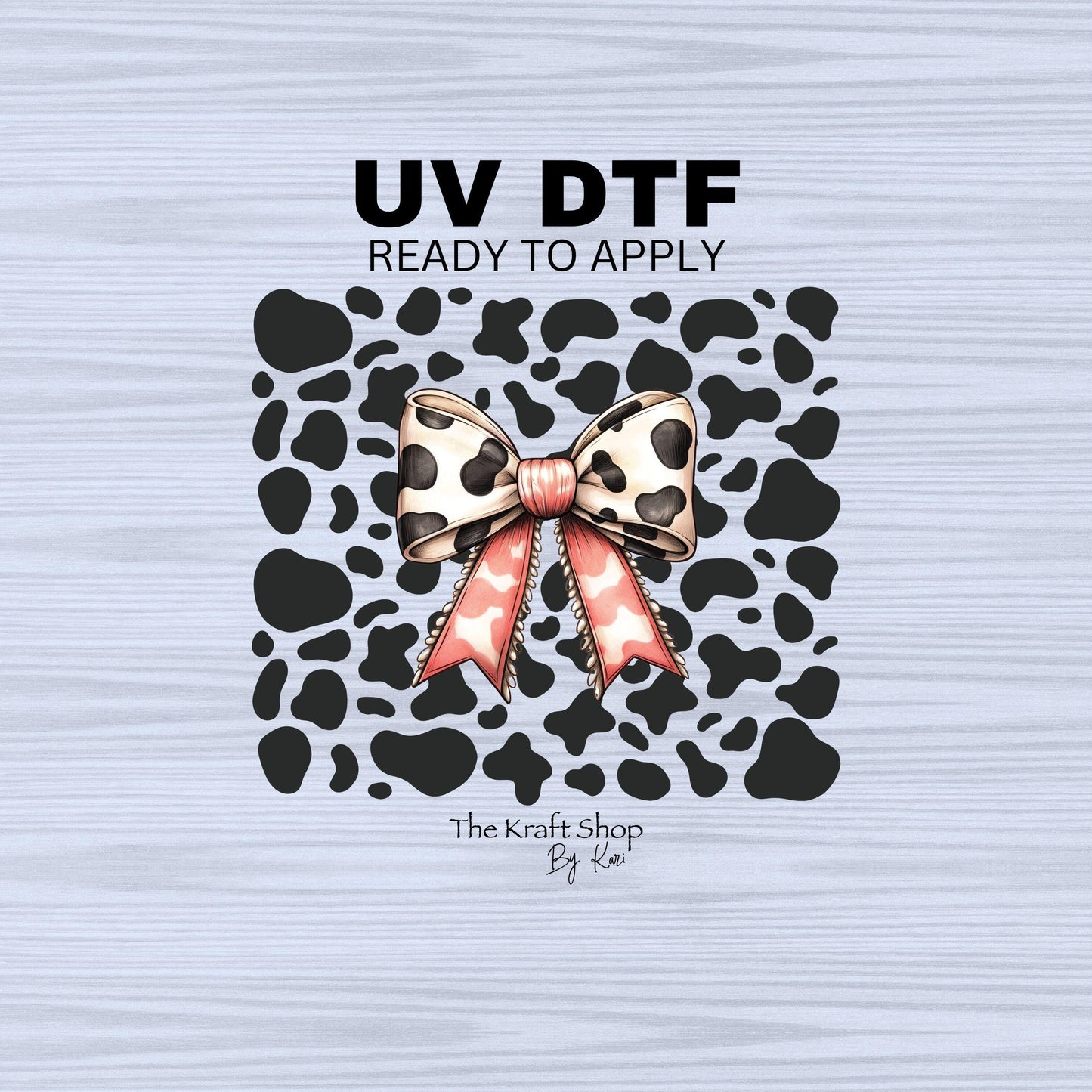 UV DTF Sticker prints. Western bow with cow spots tumbler wrap decal, permanent sticker. #5294