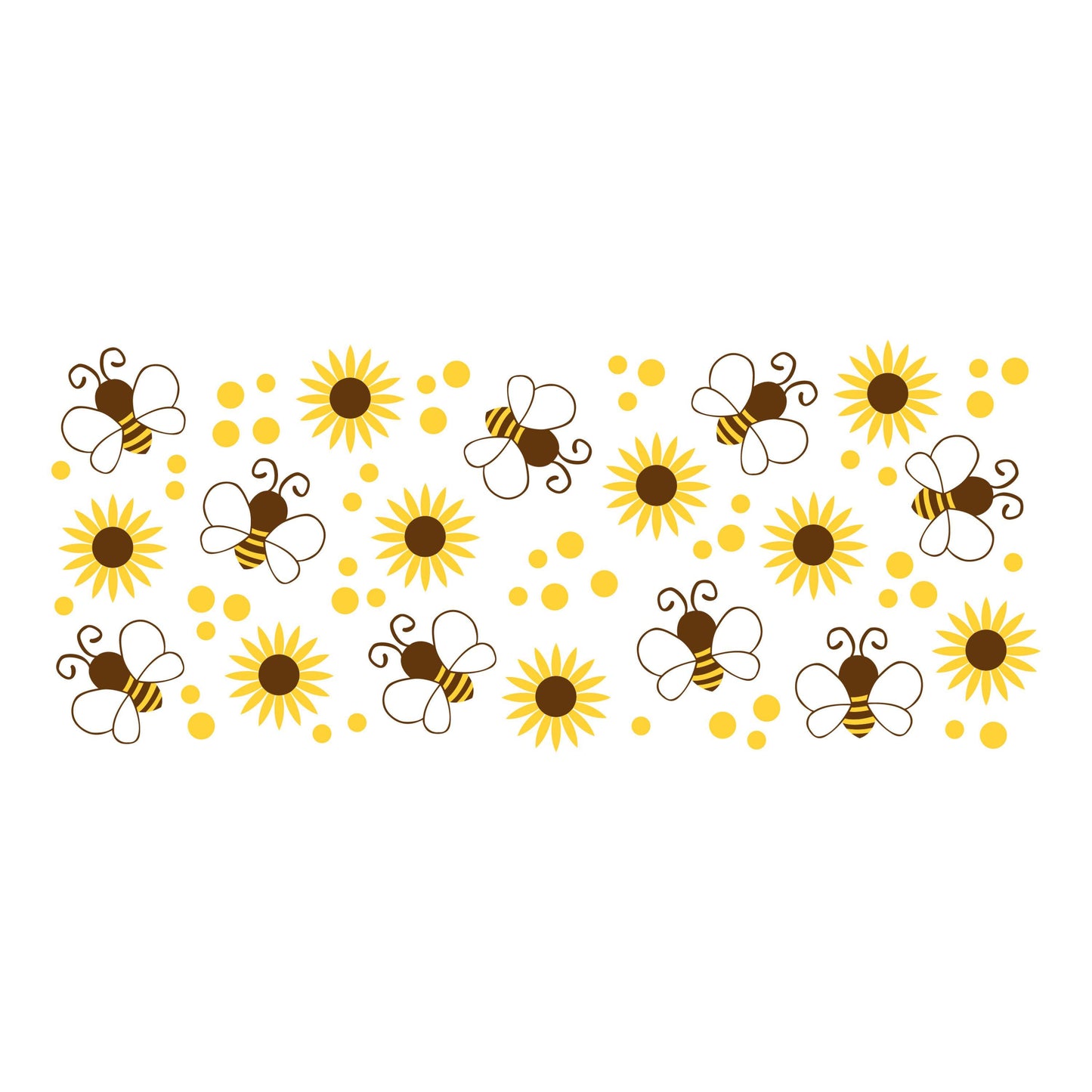 UV DTF Sticker print Honey bee sunflowers wrap decal, tumbler decal. UV wrap for glass can #5296