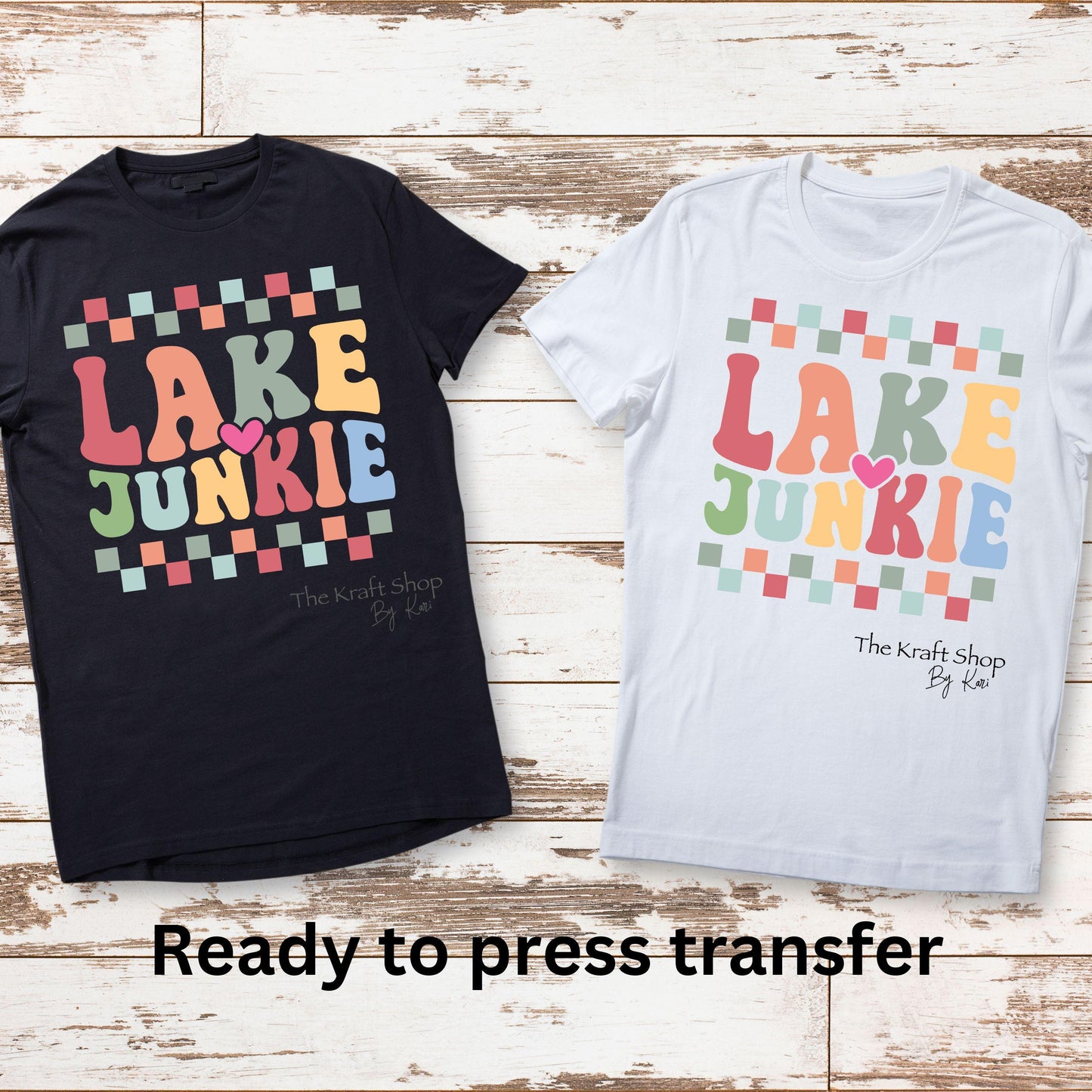 DTF ready to press transfer. Lake Junkie retro colors transfer, DTF Print#11404
