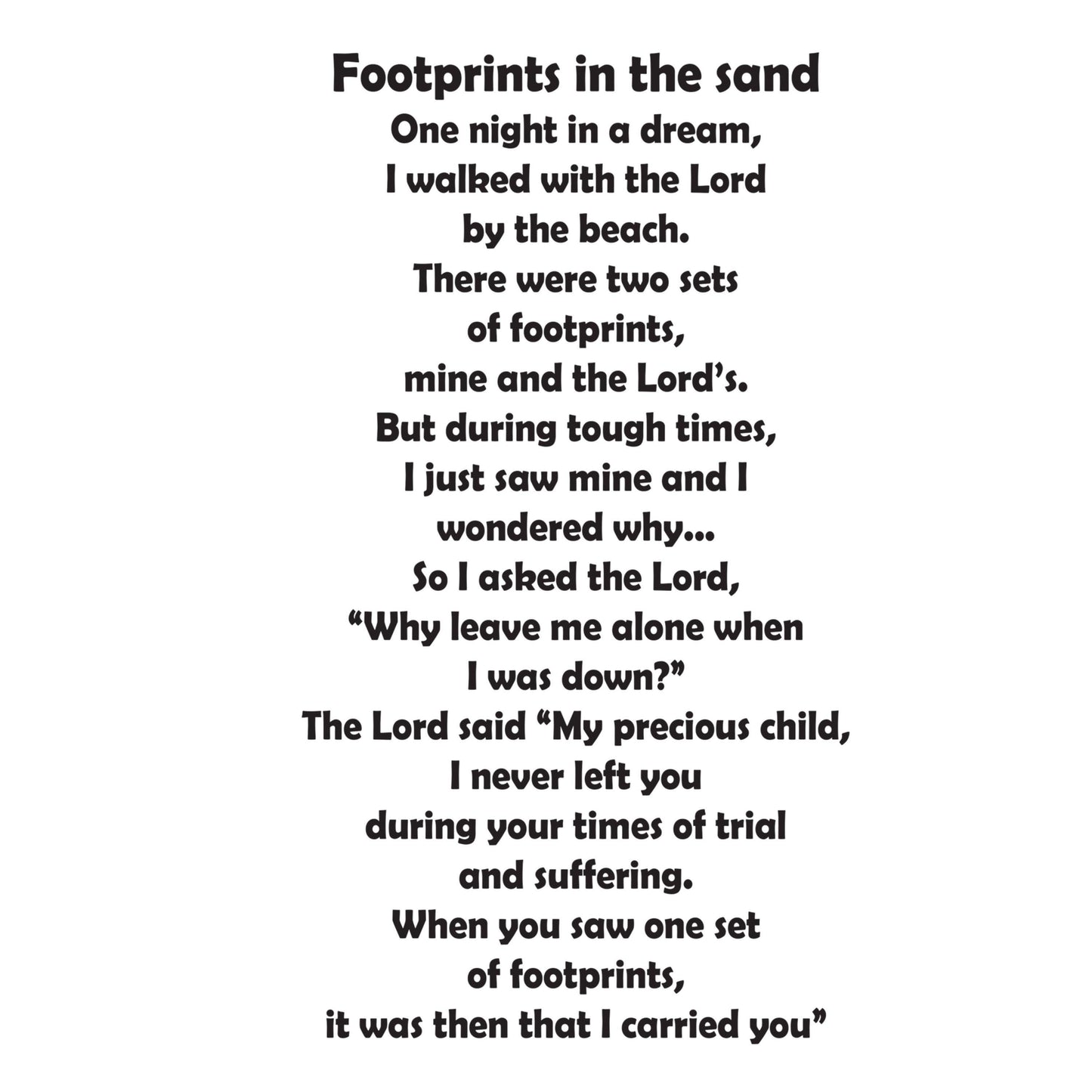 UV DTF Sticker print. Footprints in the sand poem decal, tumbler decal, permanent sticker. Uv wrap for glass can tumbler. #4489