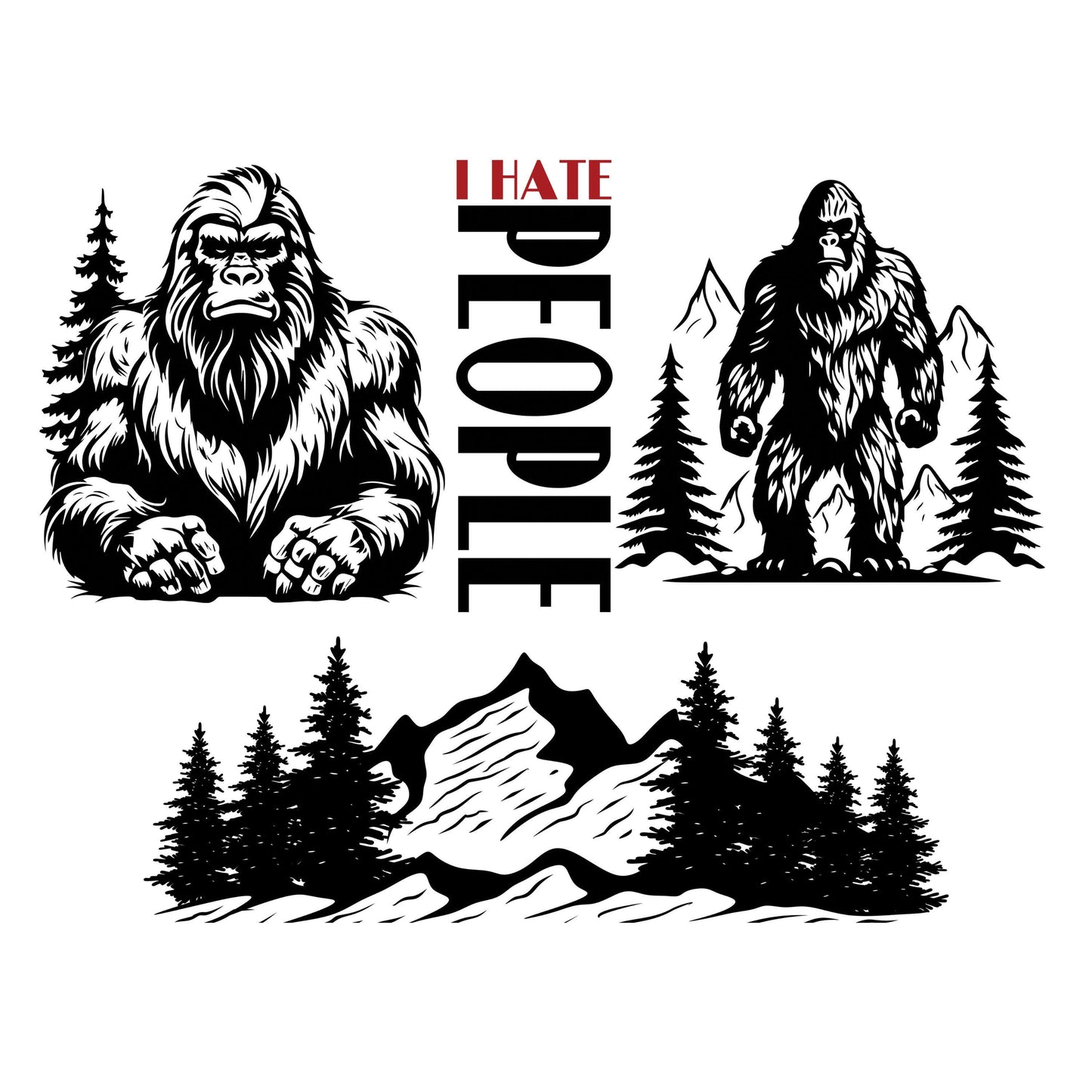 UV DTF 40 oz ready to apply I hate people bigfoot sasquatch 40oz quencher wrap decal , UV wrap quenchers #3152