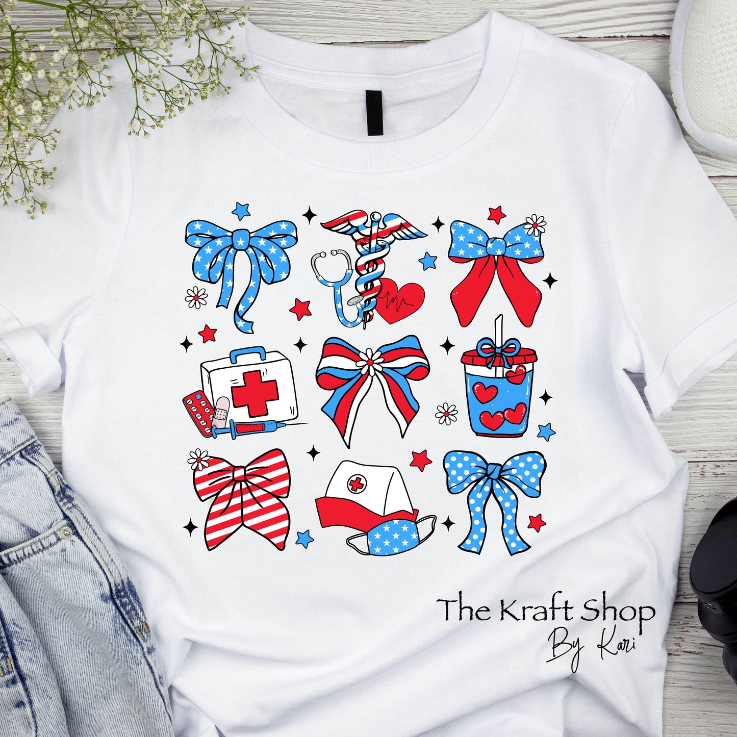 DTF ready to press transfer 4th of July nurse coquette shirt transfer, DTF Print#11448