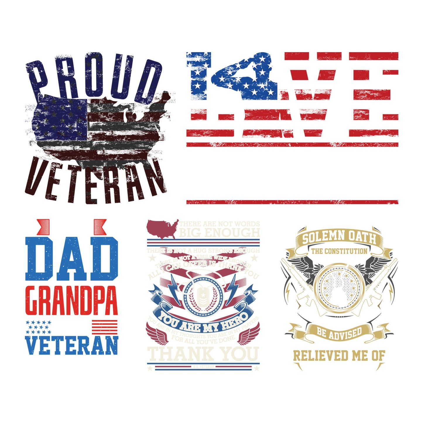 UV DTF Sticker print. Veteran bundle of 5 decals, Proud patriotic soldier tumbler decal, permanent sticker. #4462