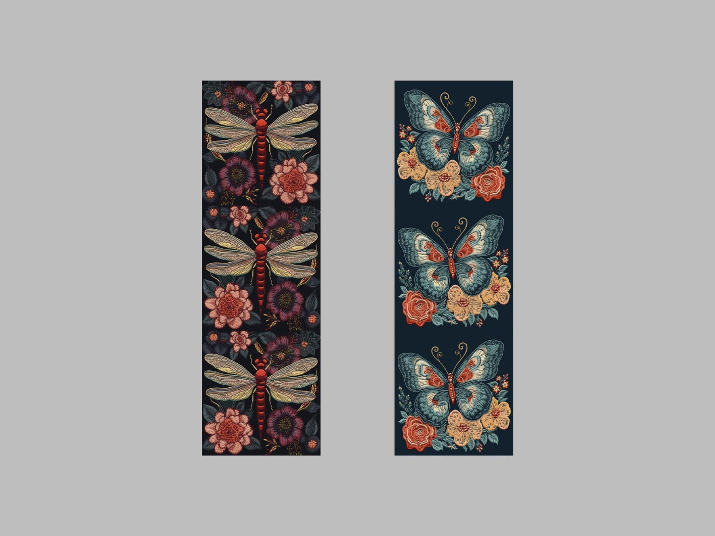 UV DTF Pen Wrap Ready To Apply Embroidery style dragonfly or butterfly with color backing. UV Pen wrap. #8030