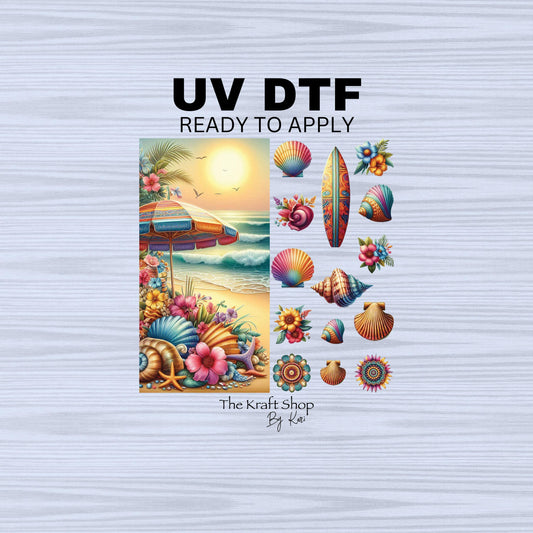 UV DTF Sticker prints. Boho beach mixed media bands element sheet bundle decal, permanent sticker. #10259