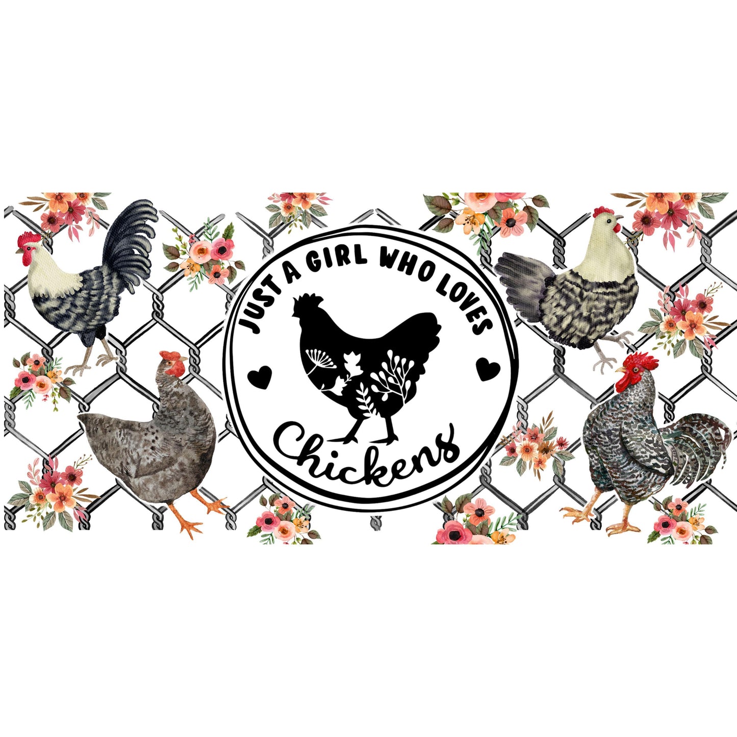 UV DTF Sticker print. Just a girl that loves chickens decals tumbler decal. Glass can wrap. #5319