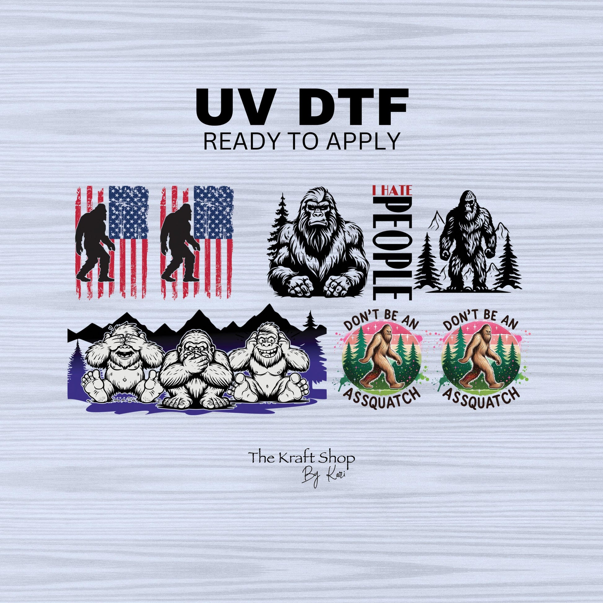 UV dtf Sticker print Bigfoot sasquatch keychain mini wraps for mini tumbler keychains, sticker. Uv wrap for chapstick holders #10269