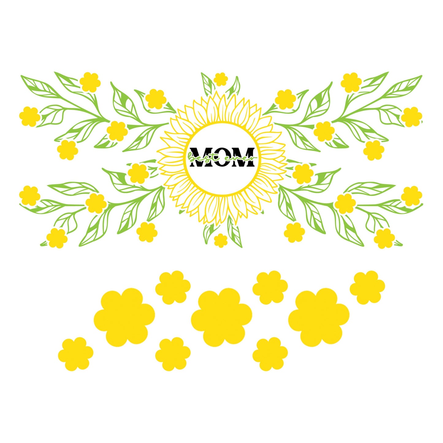 UV DTF 40 oz ready to apply Best Ever Mom sunflower and flower bottom 40 oz quencher tumbler decal #3143