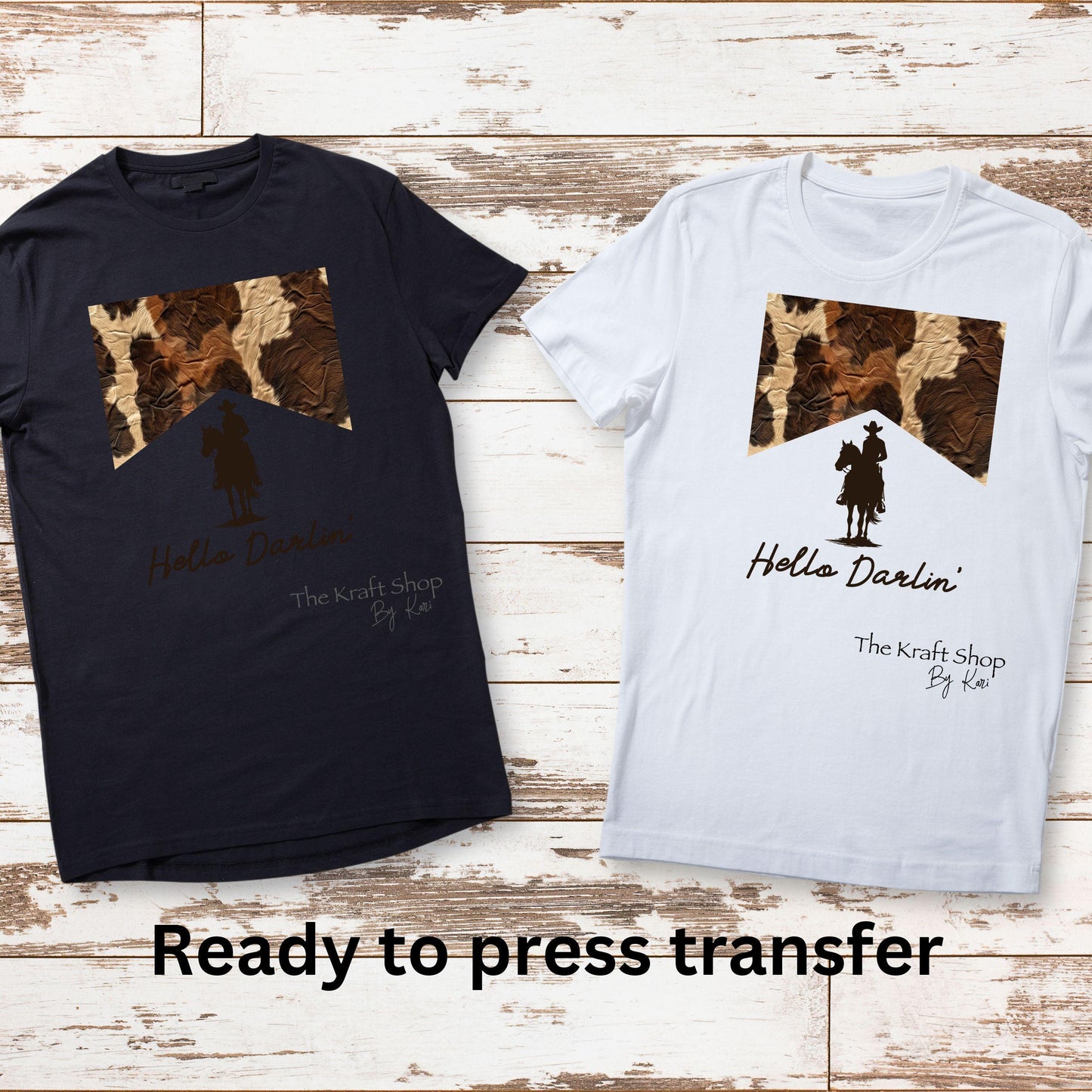 DTF ready to press transfer. Hello Darlin country western shirt. Direct to film heat press transfer. DTF Print, Heat Transfer#11425