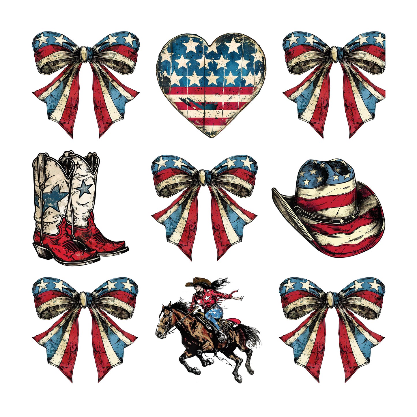 UV DTF Sticker print. Rustic 4th of July coquette element, tumbler decal, permanent sticker. Uv wrap for glass can tumbler. #7290