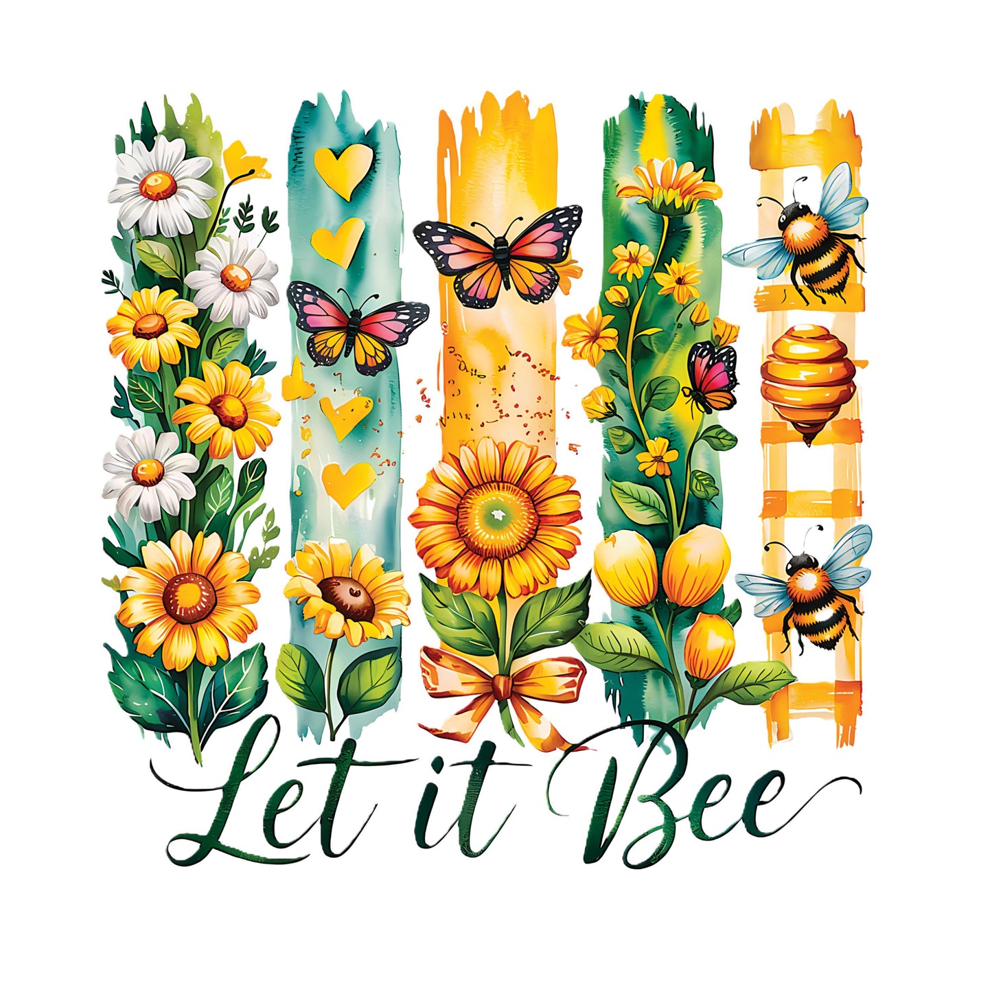 UV DTF Sticker print. Let it bee brush stroke spring image decal, tumbler decal, permanent sticker. #4475
