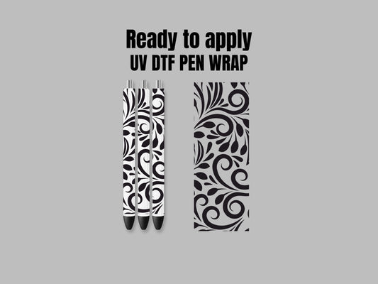 UV DTF Pen Wrap Ready To Apply Sticker Print. Swirly tooled leather with transparent backing. UV Pen wrap. #8032