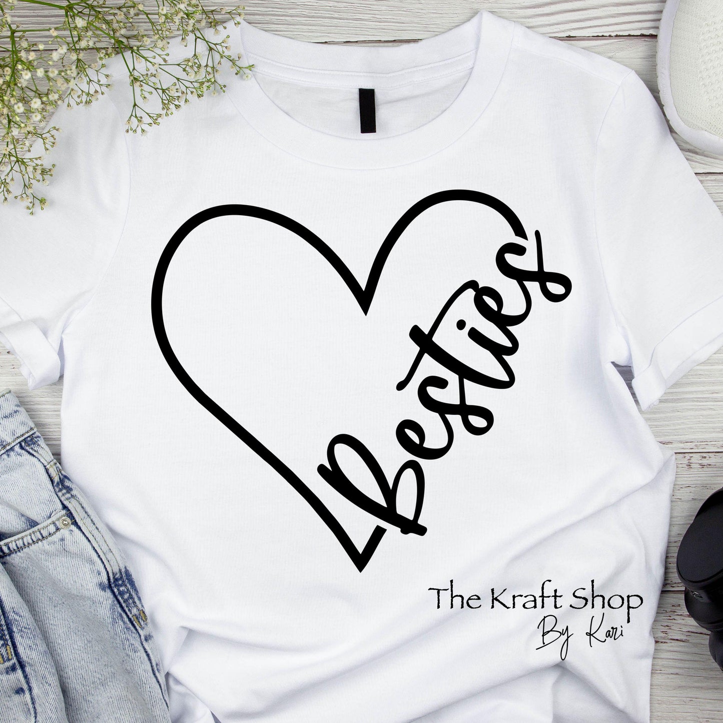 DTF ready to press transfer Besties heart sayings for best friends set of two shirt transfers, DTF Print #11460