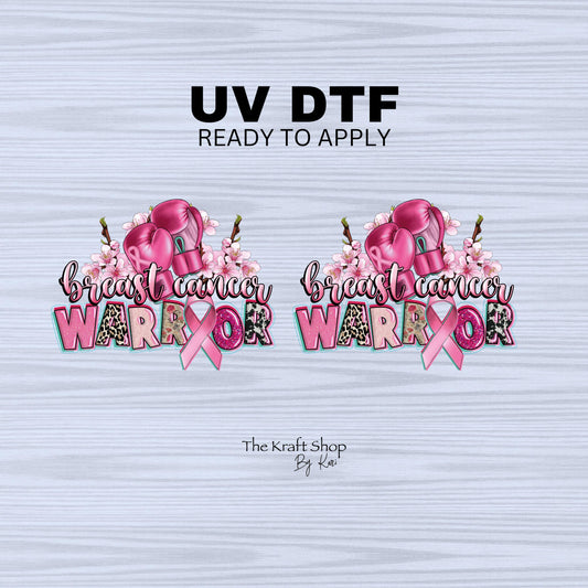 UV dtf Sticker print Breast Cancer Warrior Mini wraps for mini tumbler keychains decal, tumbler decal, Uv wrap for chapstick holders