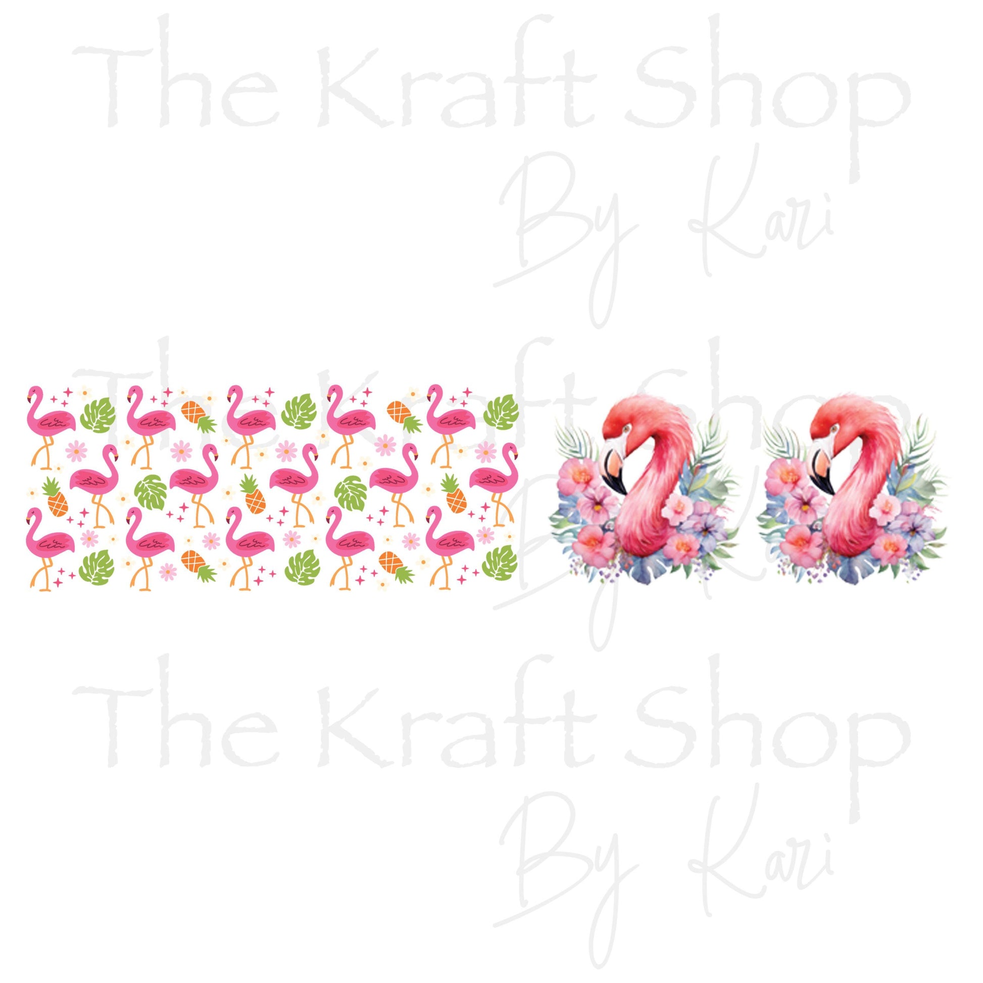 UV DTF Sticker print Flamingos with flowers and monstera leaves keychain mini wraps for mini tumbler keychains chapstick holders #10273