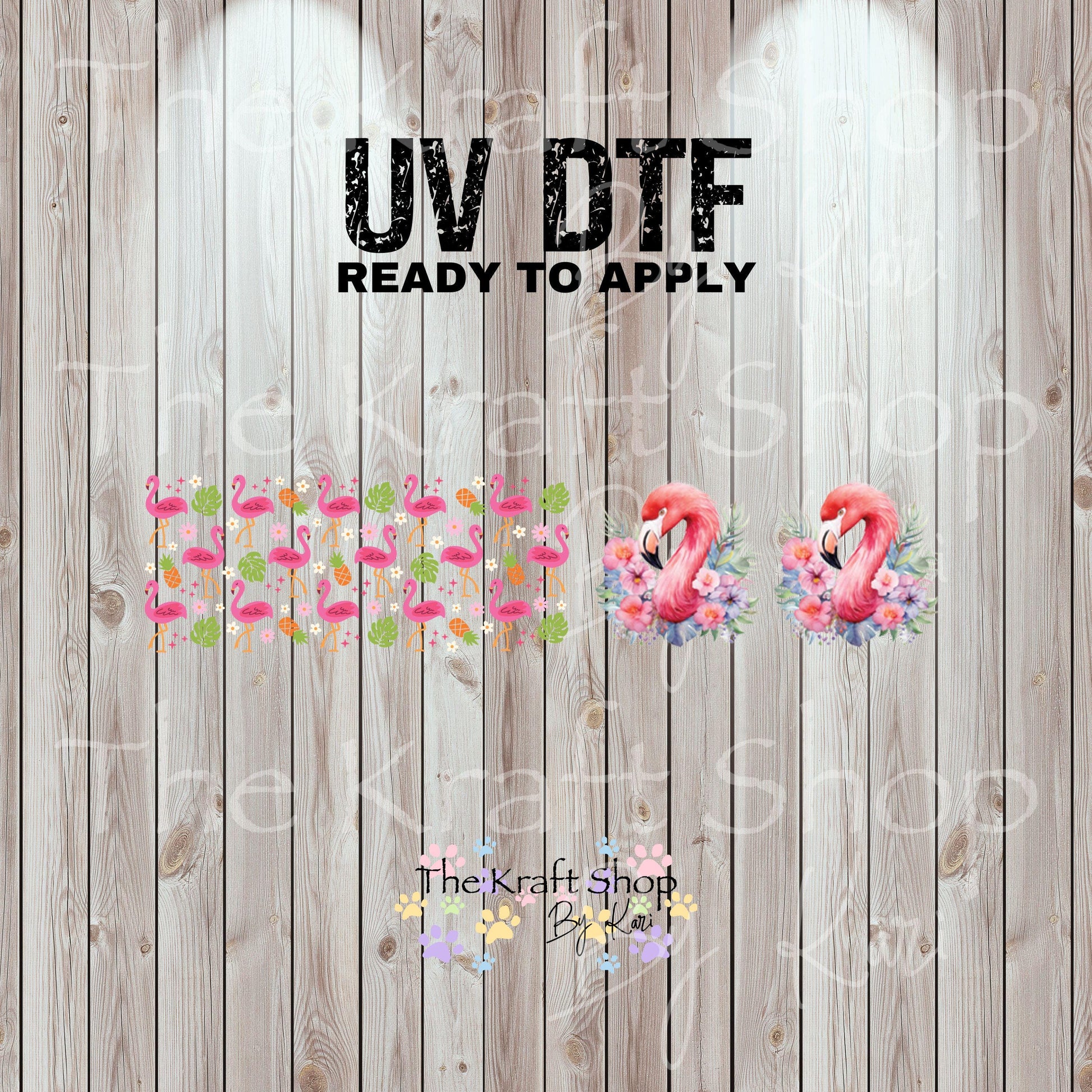 UV DTF Sticker print Flamingos with flowers and monstera leaves keychain mini wraps for mini tumbler keychains chapstick holders #10273